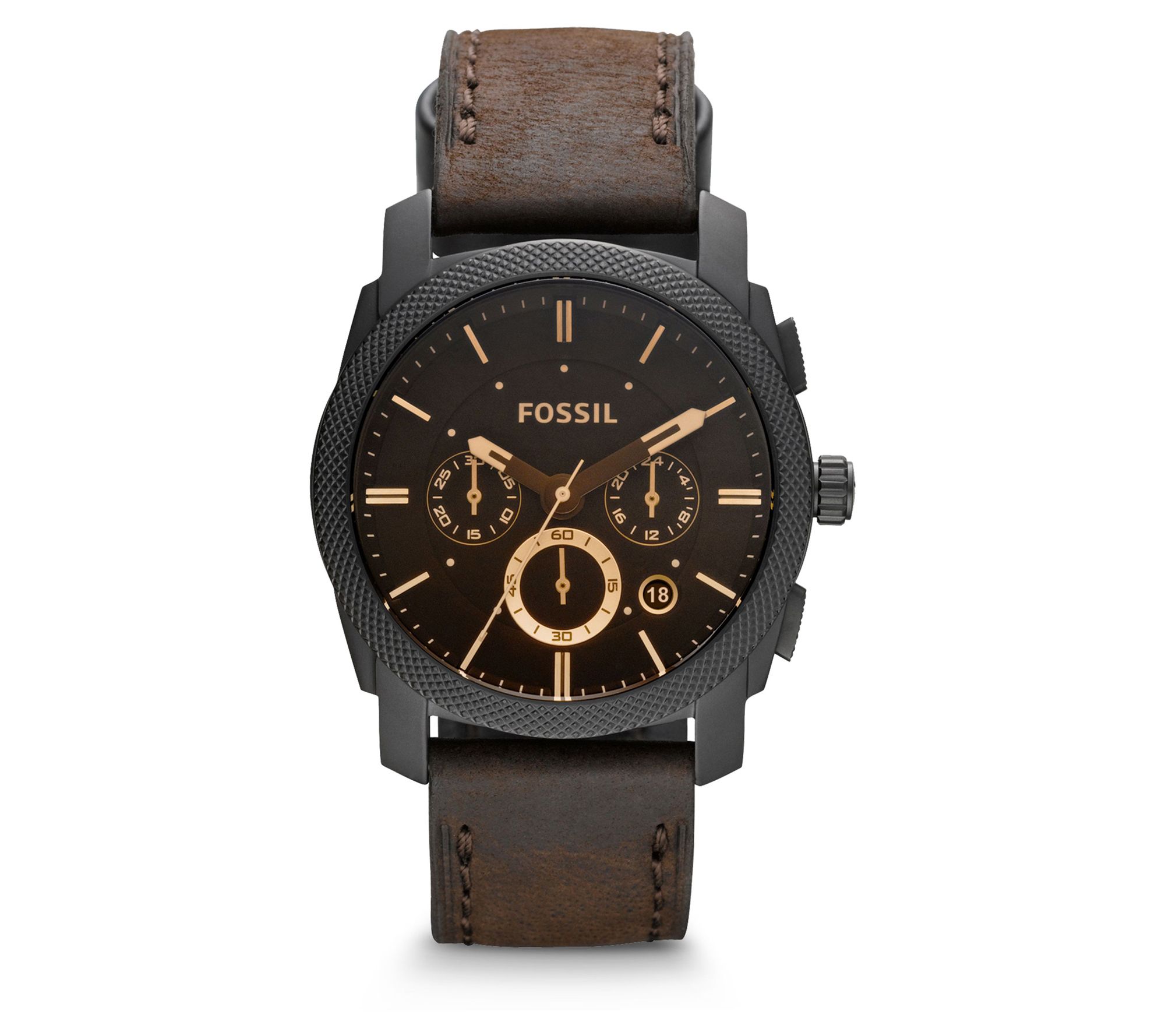 Fossil Men's Machine Brown Leather Strap Watch