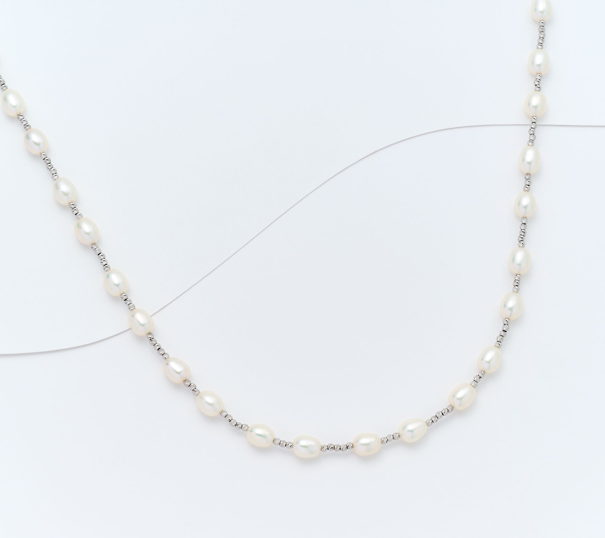 Honora Beaded Chain Cultured Pearl 30" Necklace, Sterling Silver