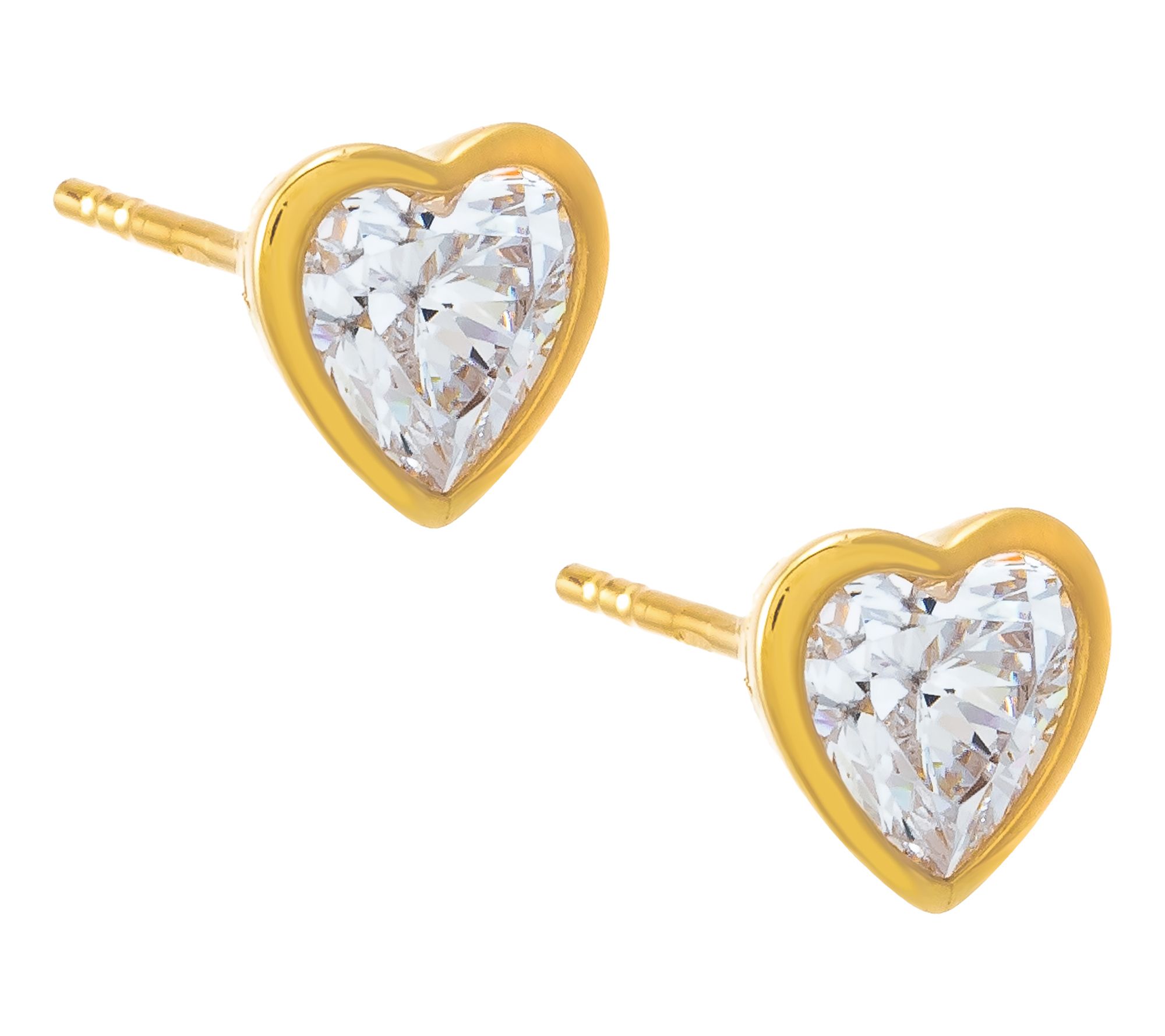 Diamonique X Jennifer Miller Heart Stud Earrings, Sterling
