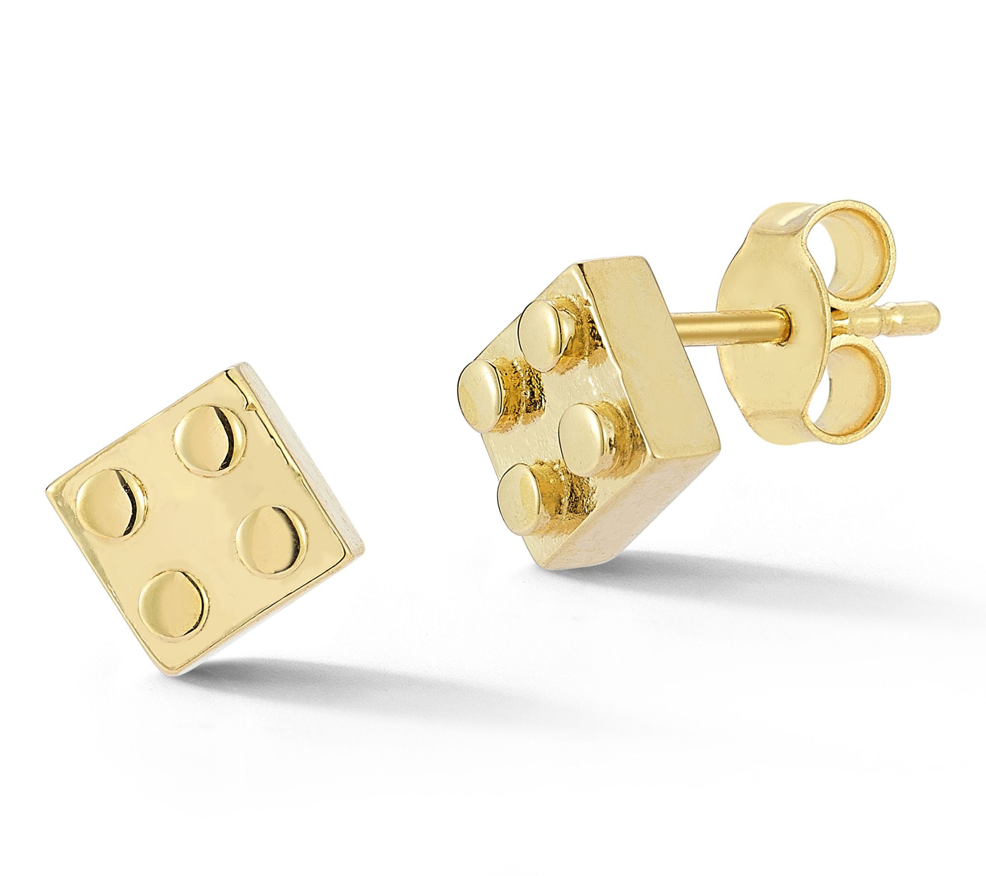 Italian Gold Building Block Stud Earrings, 14K