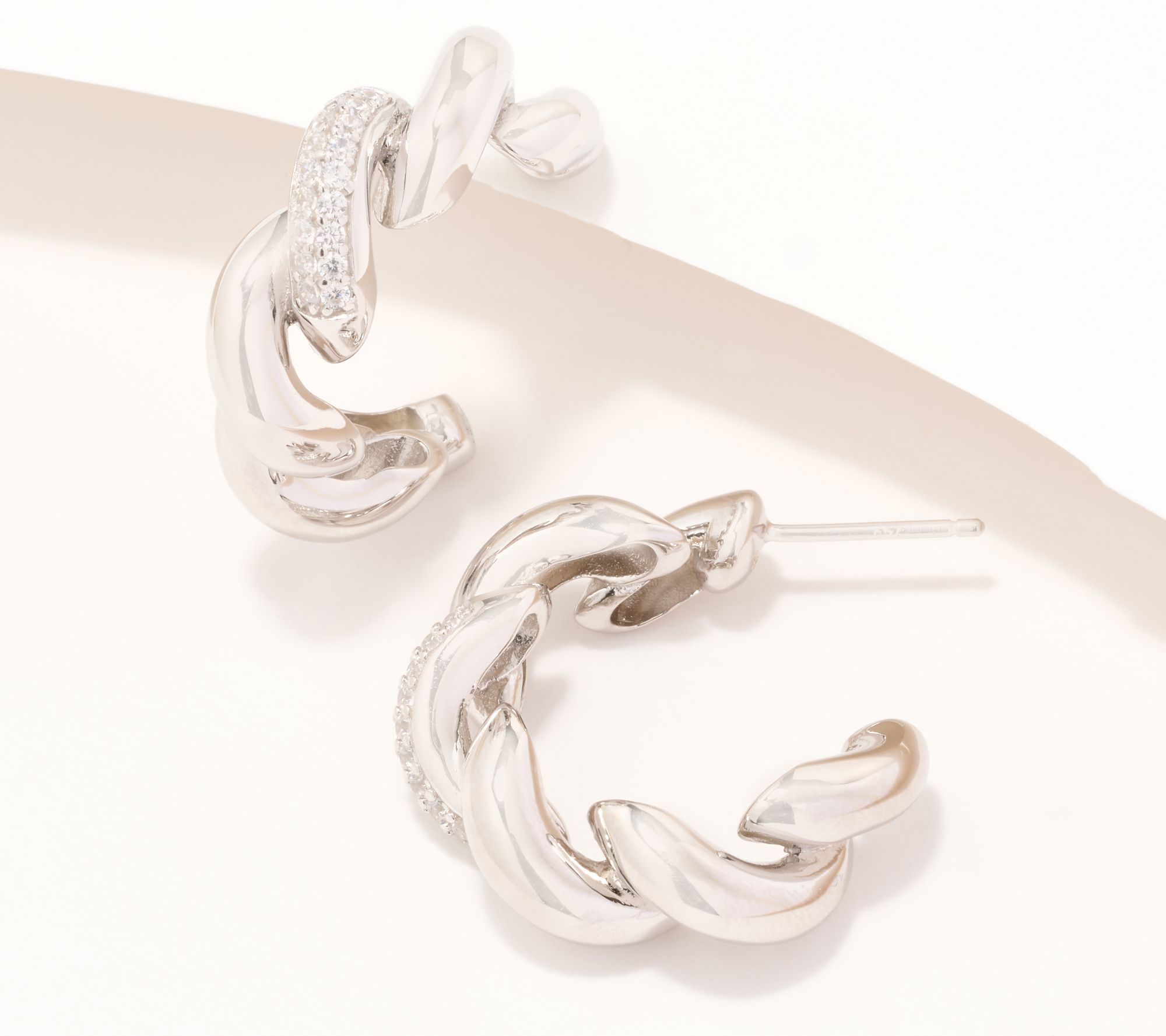 "As Is" Diamonique Italia San Marco Hoop Earrings, Sterl