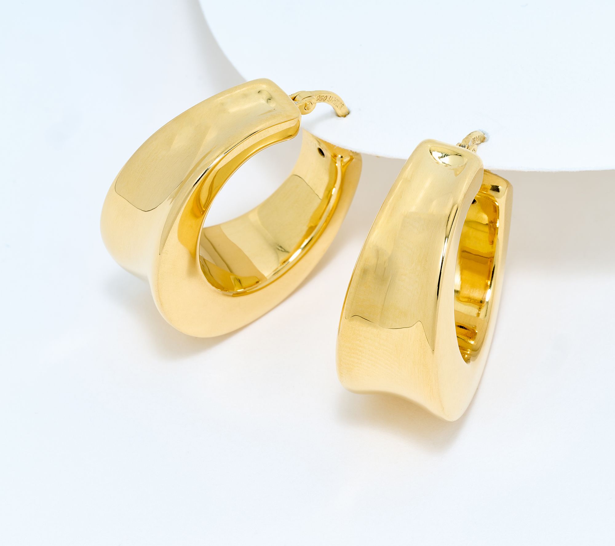 UltraFine 950 Silver Graduated Concave Center Hoop Earrings