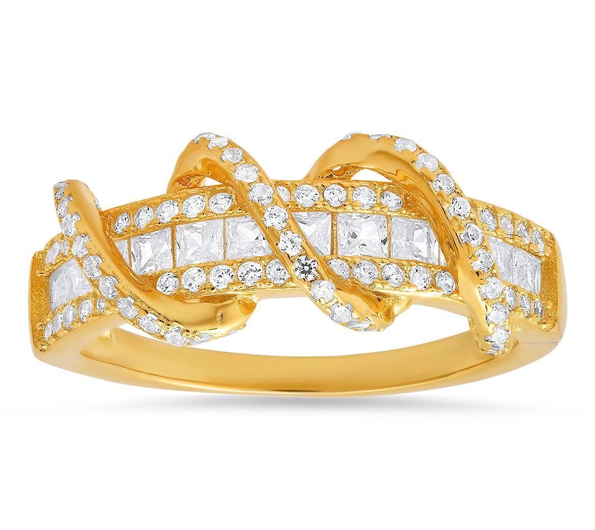 Diamonique 1.15 cttw Exotic Twisted Band Ring,Sterling Silver