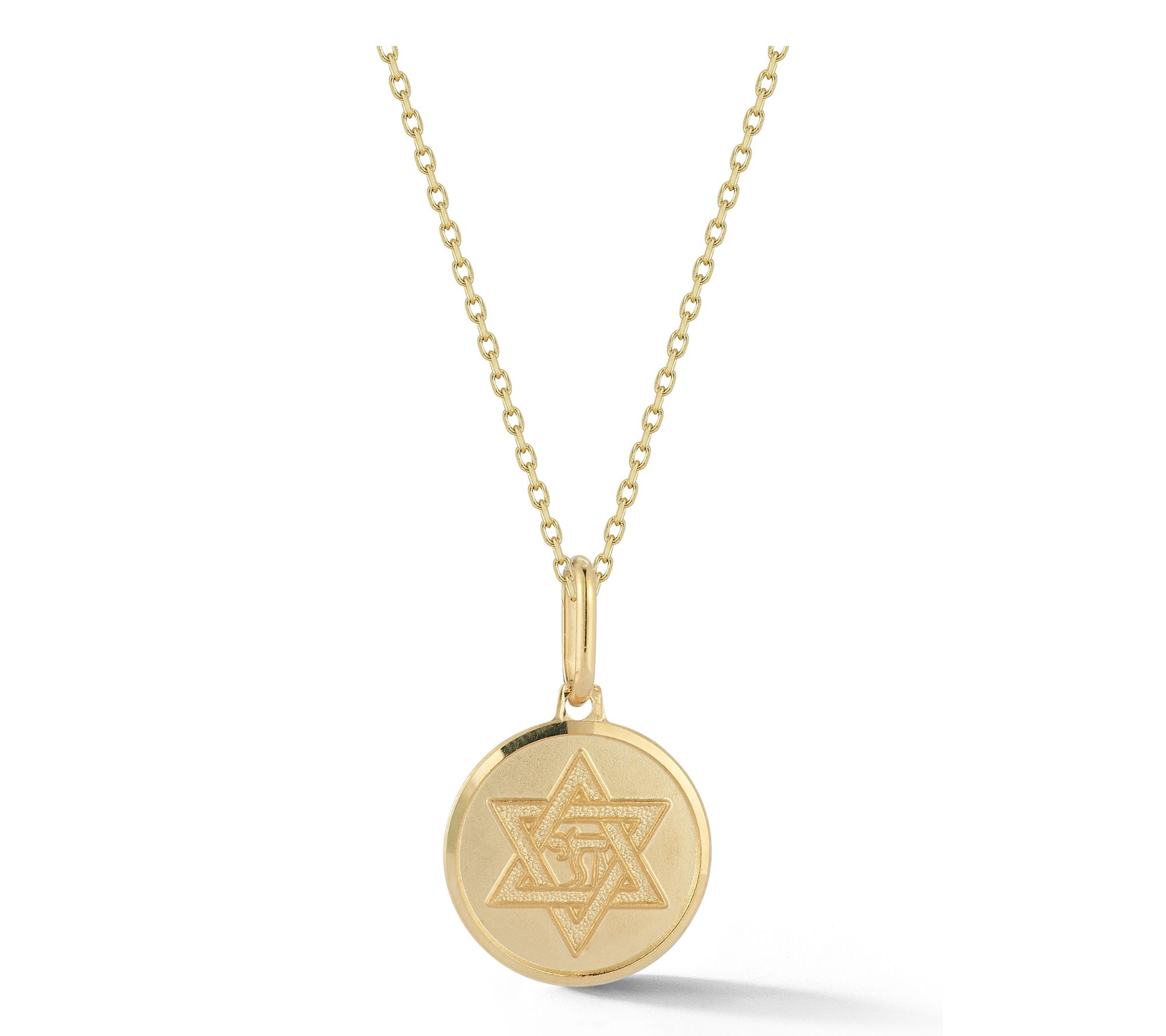 Italian Gold 5/8" Star of David Medallion Necklace, 14K