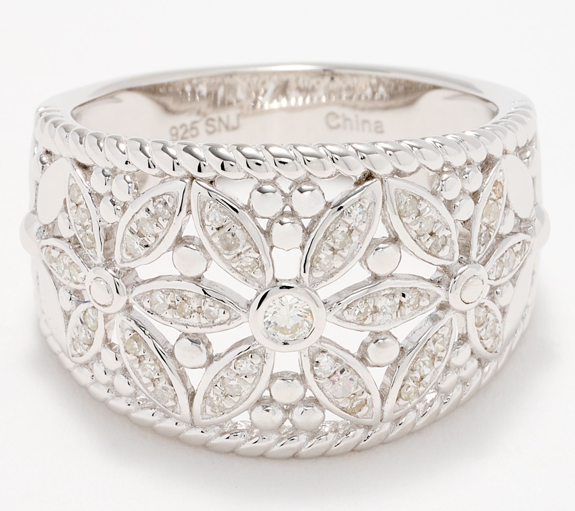 Accents by Affinity 0.20 cttw Floral Lace Ring, Sterling