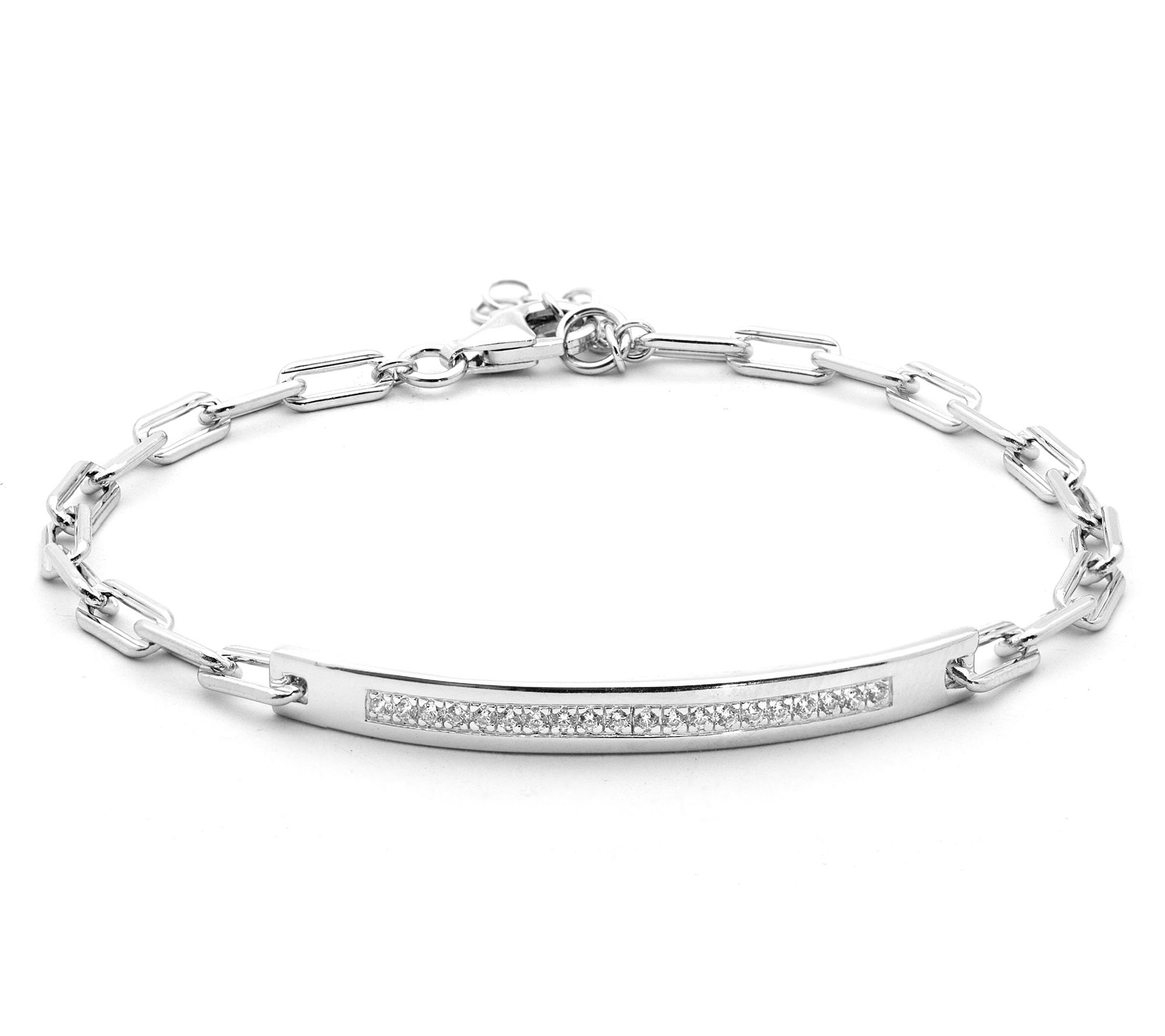Diamonique 0.30 cttw Curved Bar Bracelet, Sterling Silver
