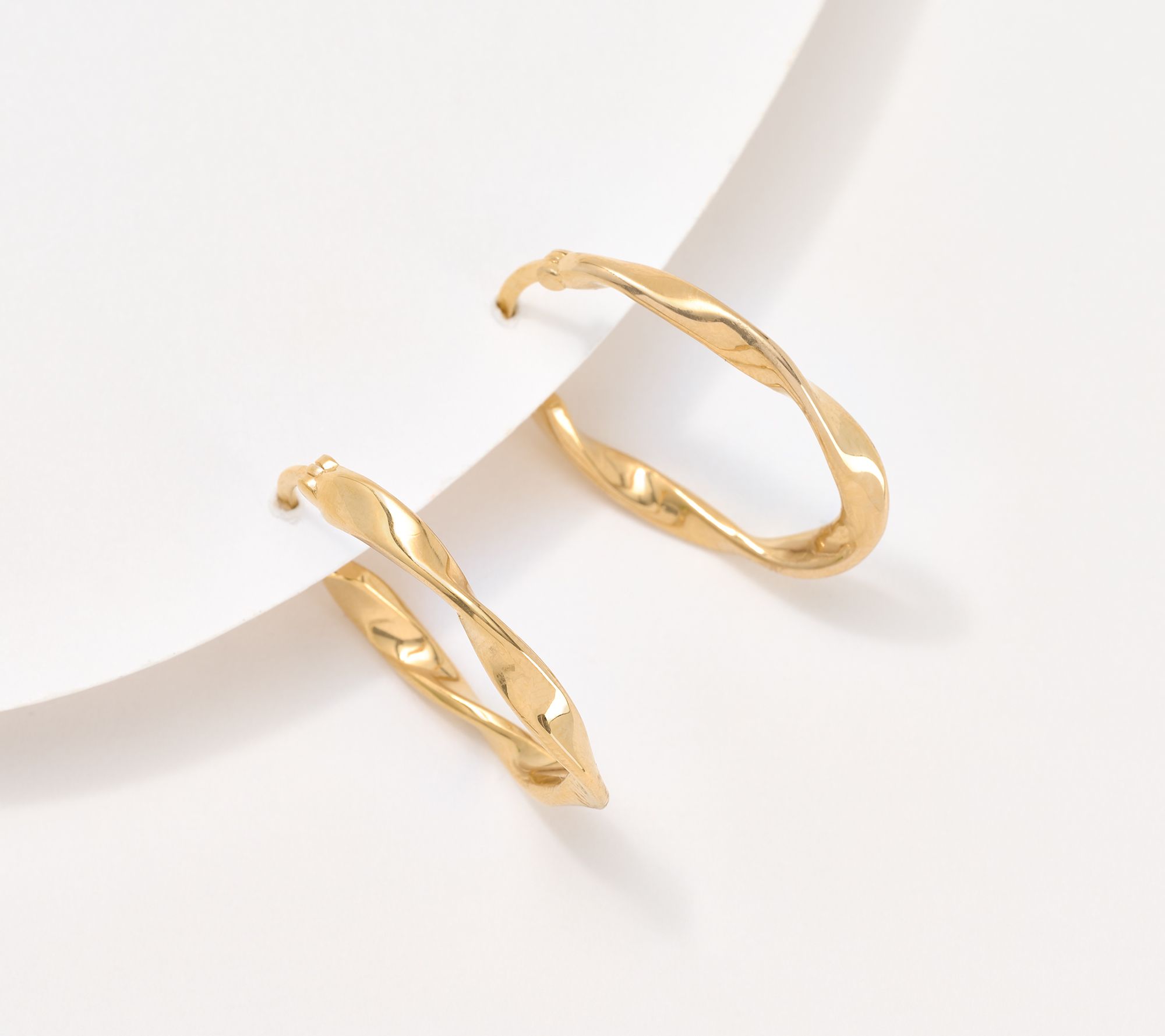 Christian James by Scott Grimes 14K Gold Clad 1" Oval Ripple Hoop Earrings