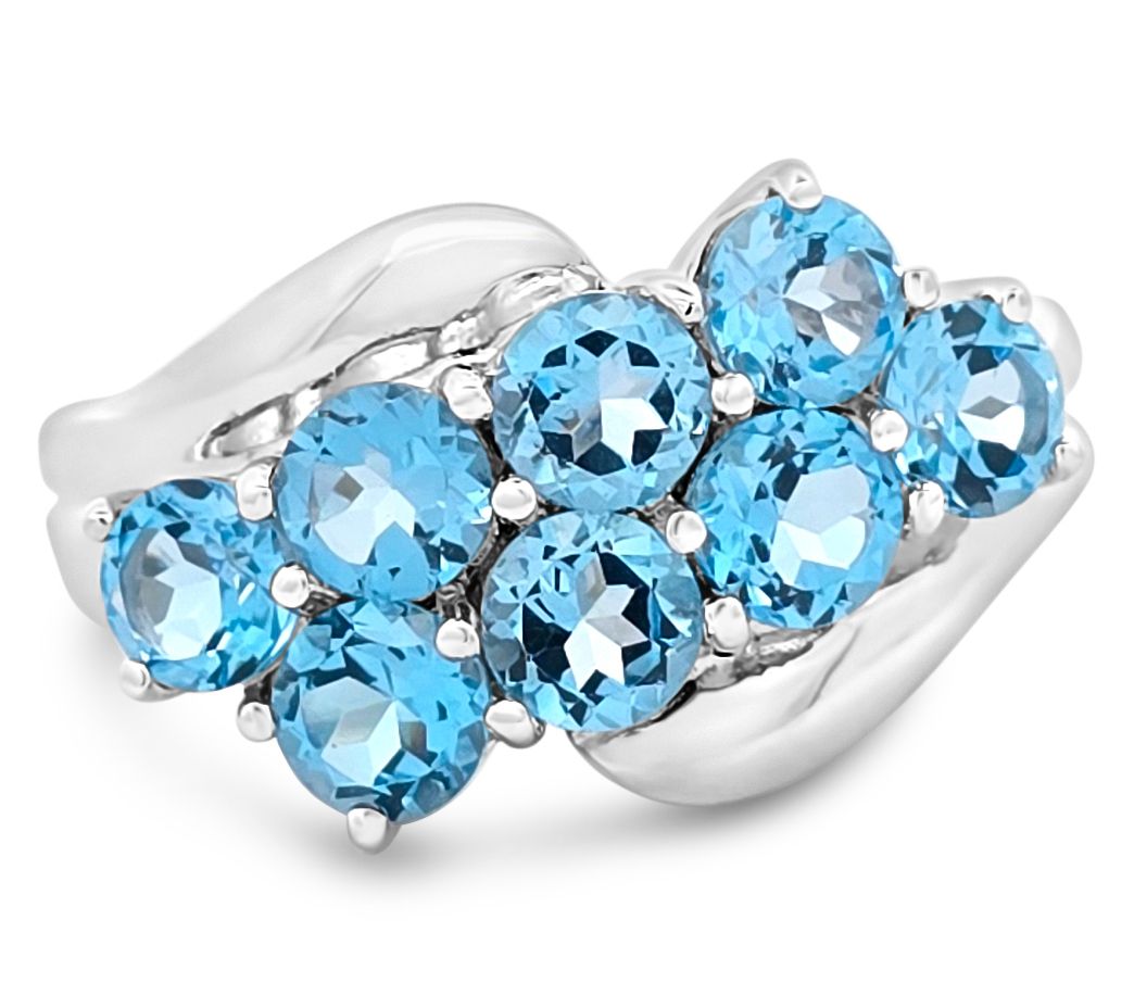 Ariva Sterling Silver Swiss Blue Topaz Malibu Ring
