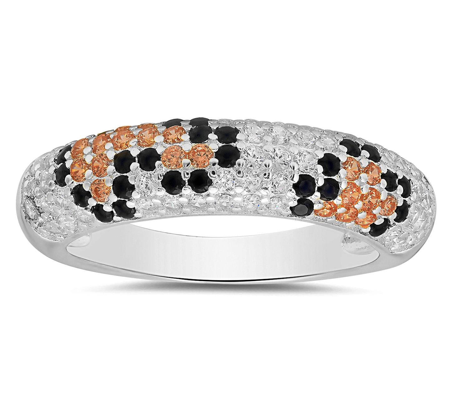 Diamonique Leopard Skin Band Ring, Sterling Silver