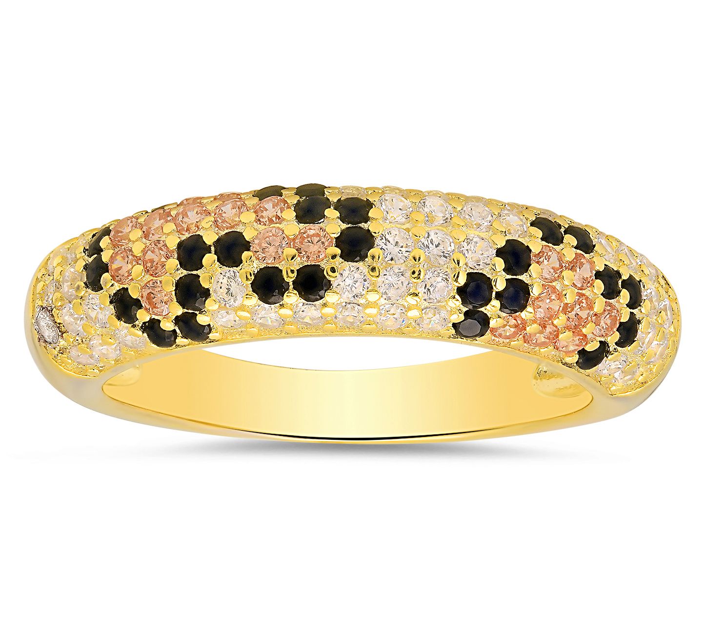 Diamonique Leopard Skin Band Ring, Sterling Silver