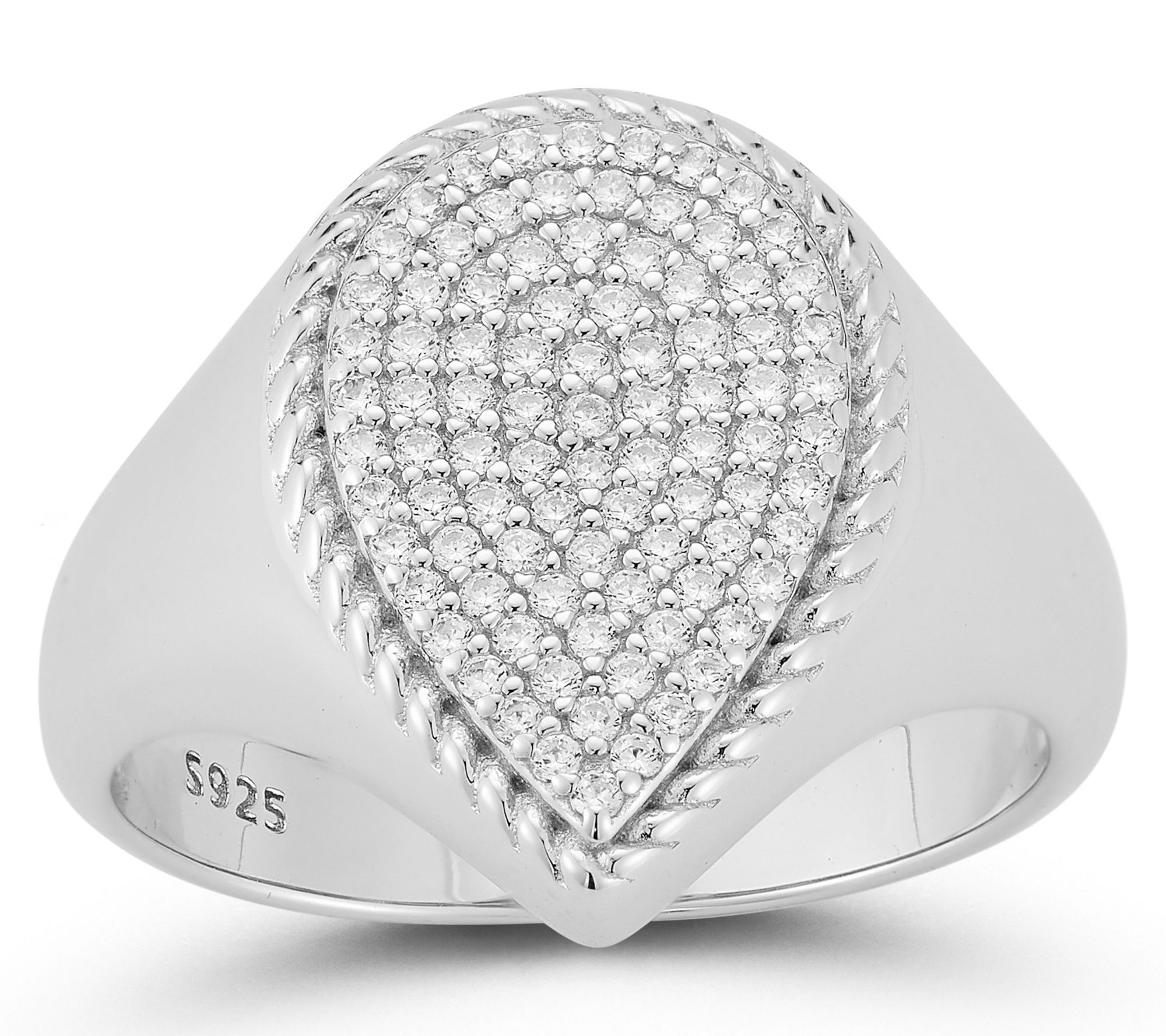 Rachel Zoe Pave Pear Signet Ring, Sterling Silver