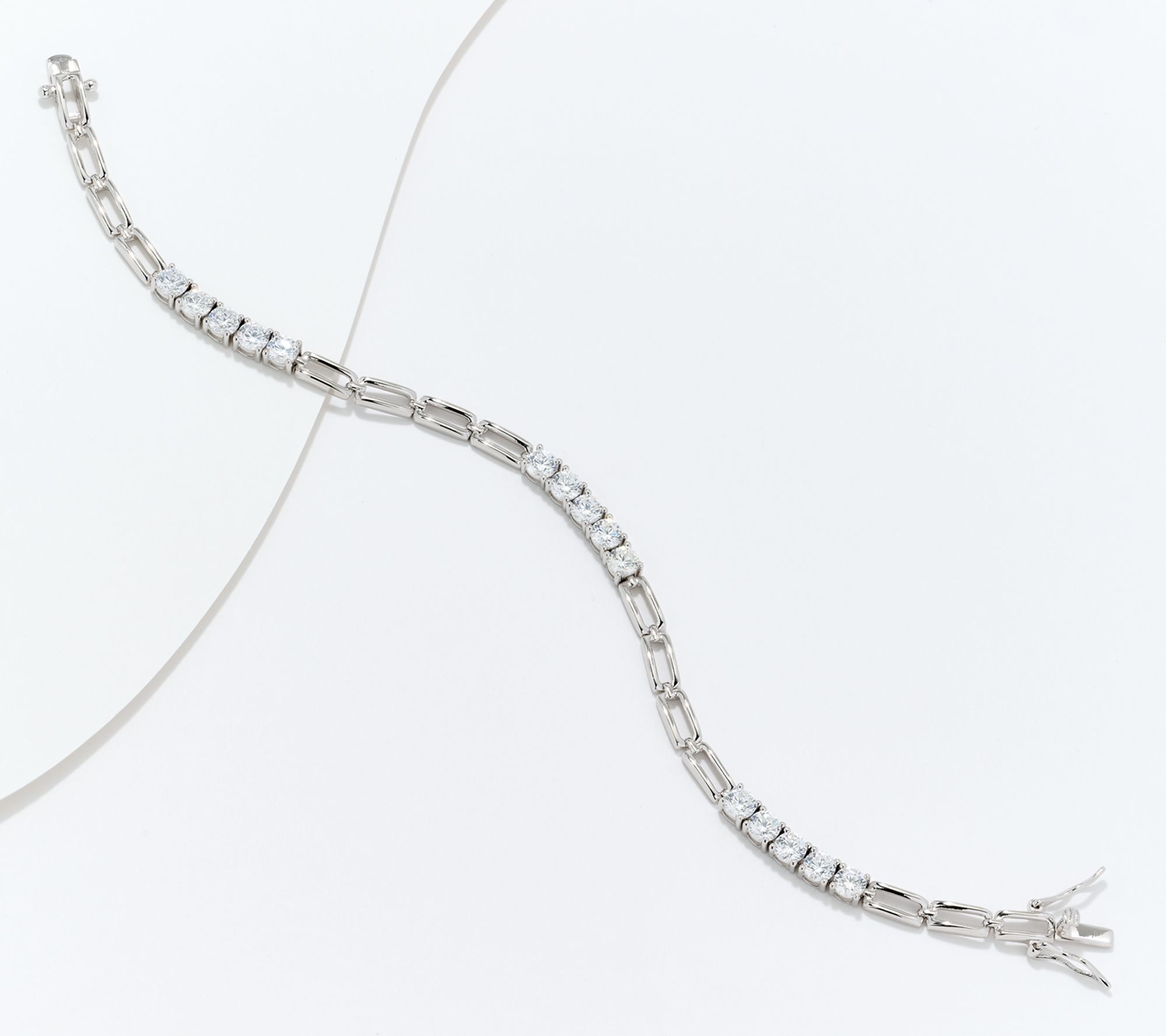 "As Is" Diamonique Oval Link Round Cut Bracelet Sterling Silver