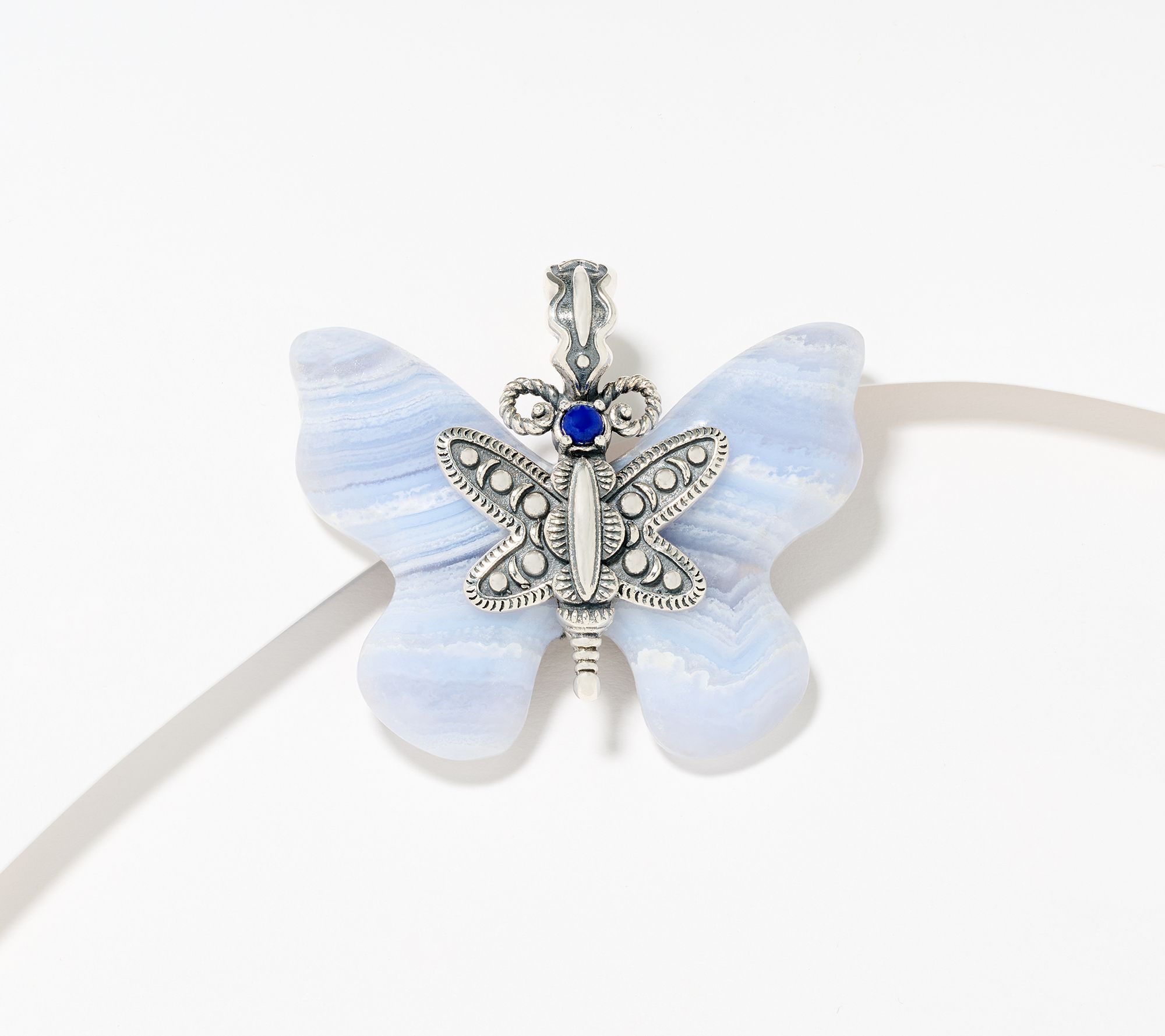American West Sterling Silver Blue Lace Agate Butterfly