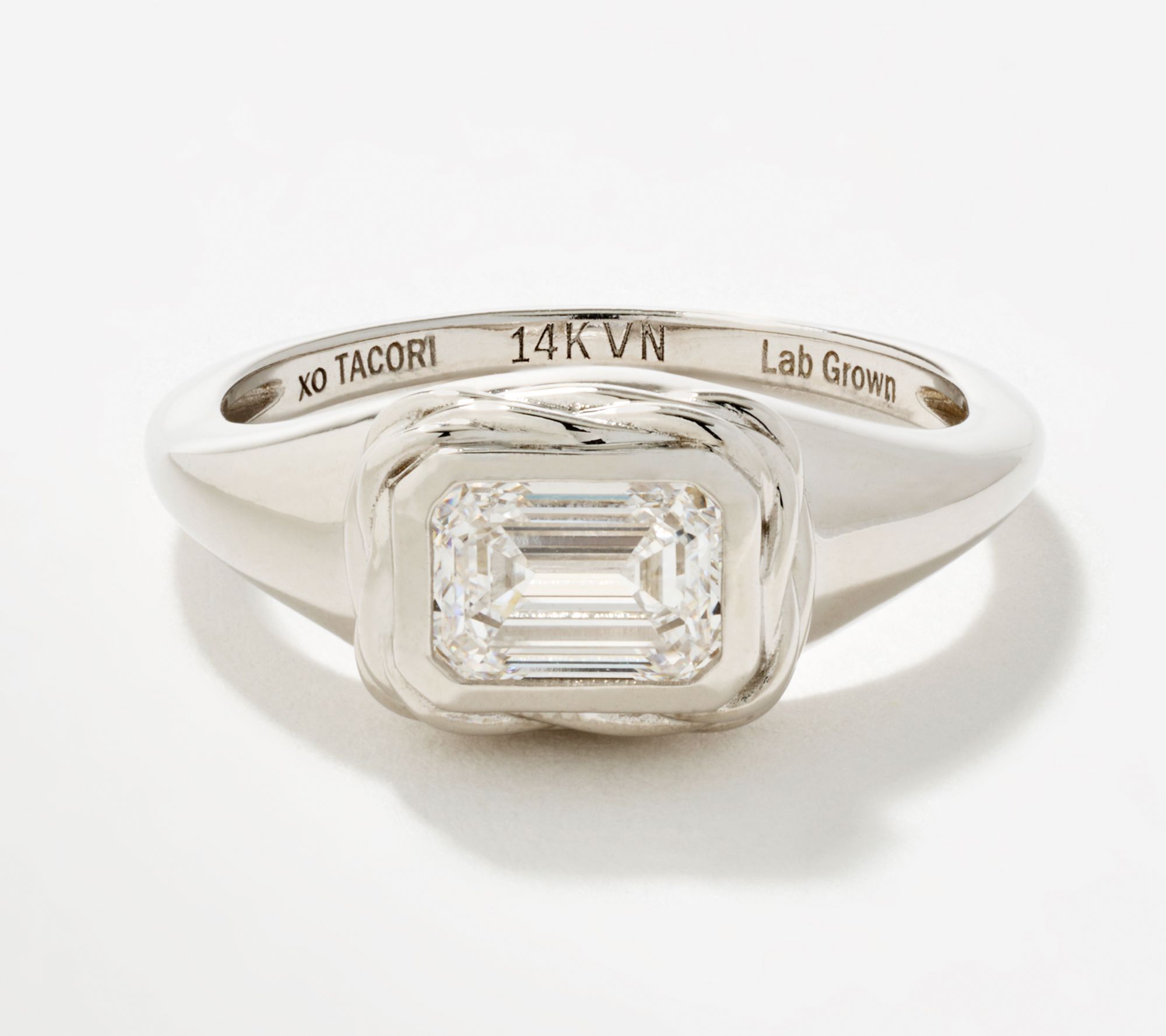 XO TACORI Lab Grown Diamond 1 cttw Emerald Signet Ring, 14K Gold