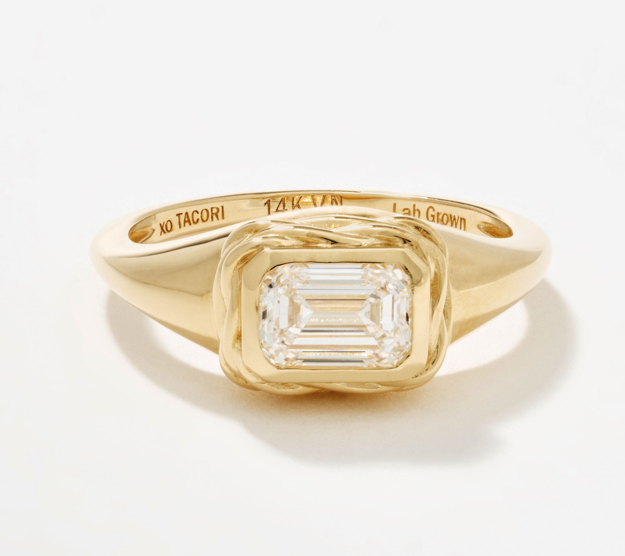 XO TACORI Lab Grown Diamond 1 cttw Emerald Signet Ring, 14K Gold