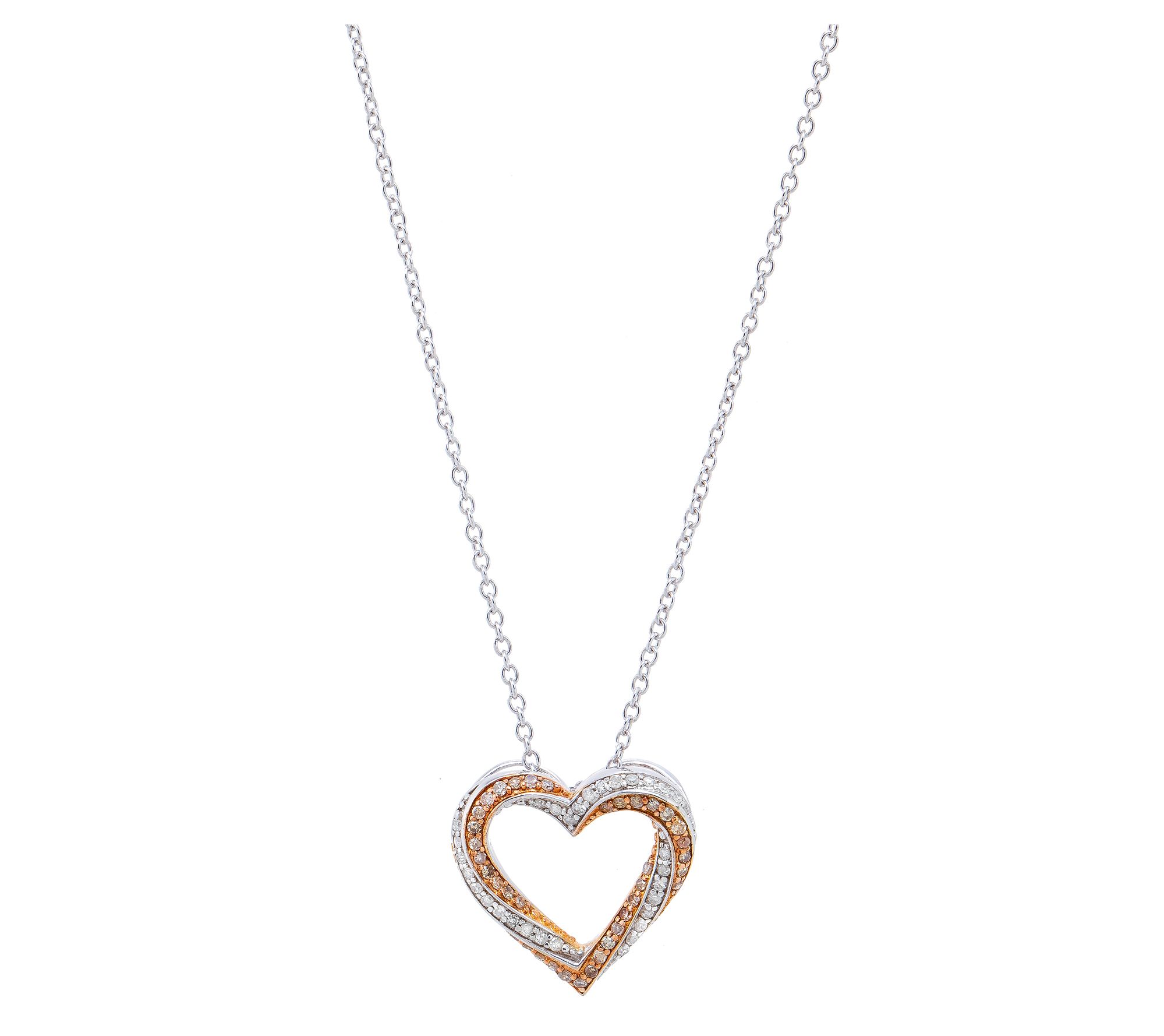 Affinity Diamonds Two-Tone Swirl Heart Necklace, Sterling