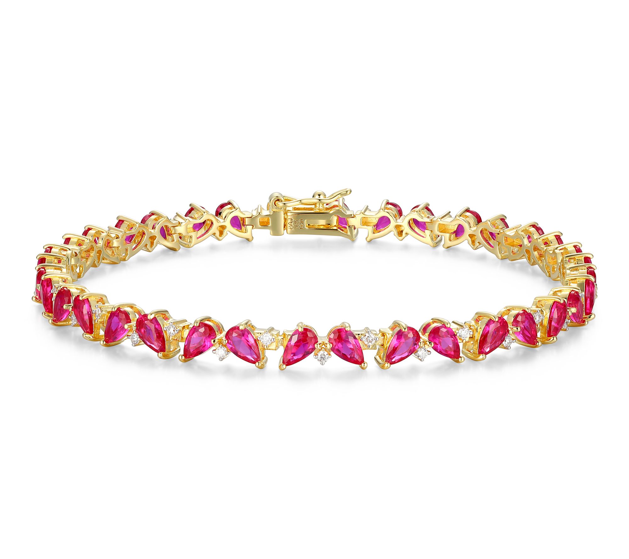 LuxLab Grown Gemstone & Diamond Cluster Bracele t, 18K Plated
