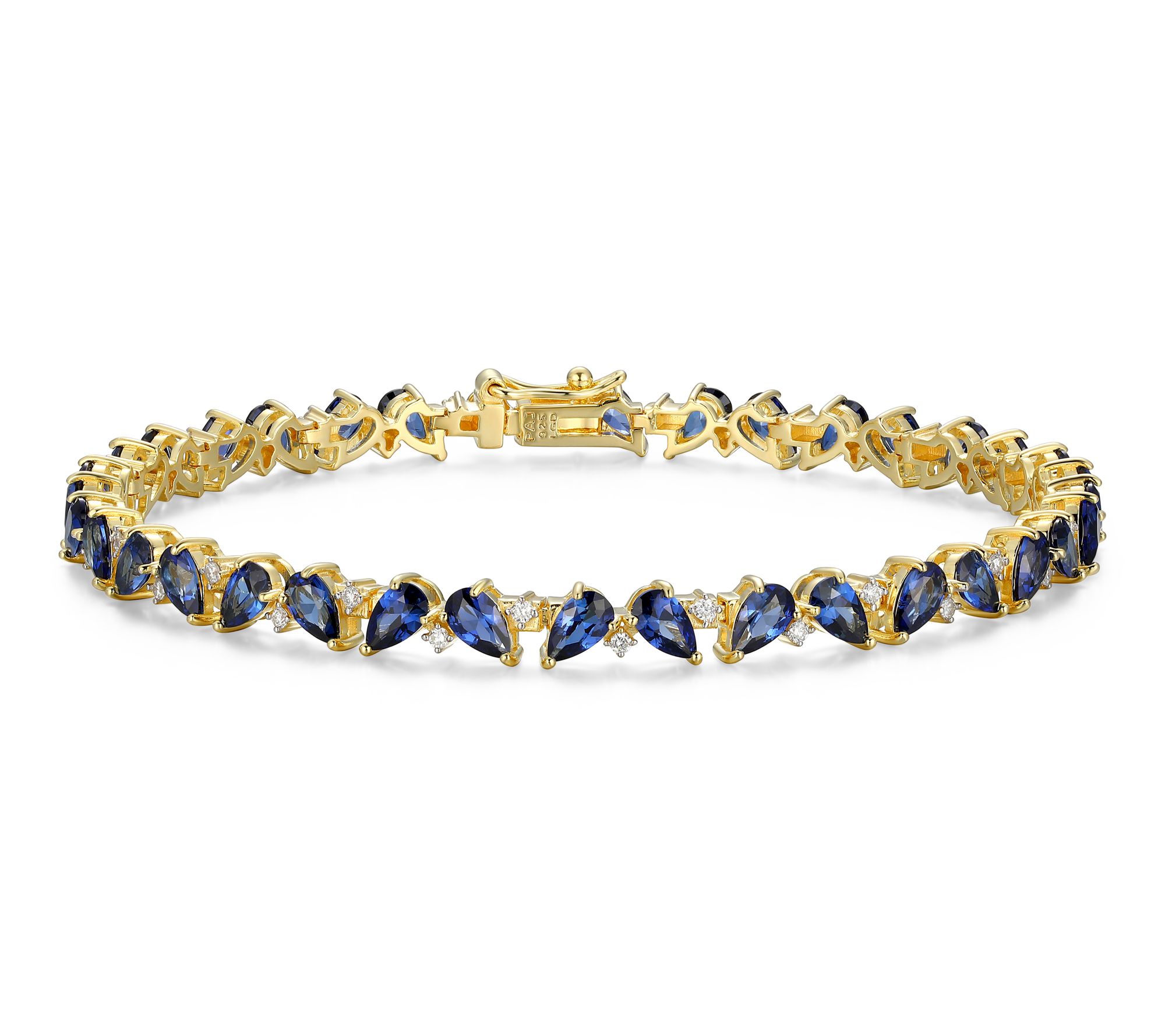 LuxLab Grown Gemstone & Diamond Cluster Bracele t, 18K Plated