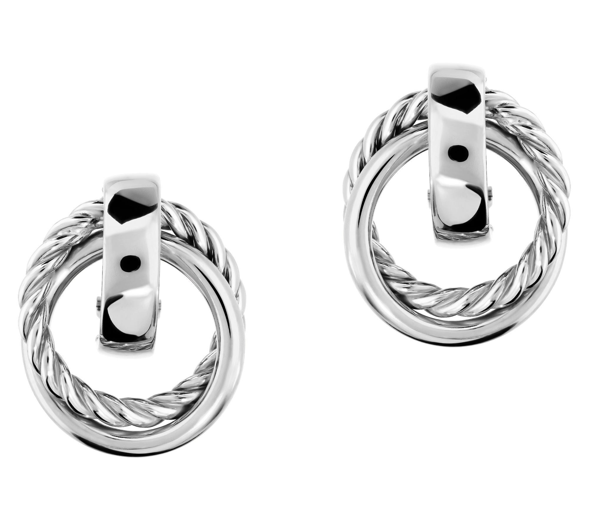Louis Dell'Olio Sterling Polished & Torchon Round Earrings