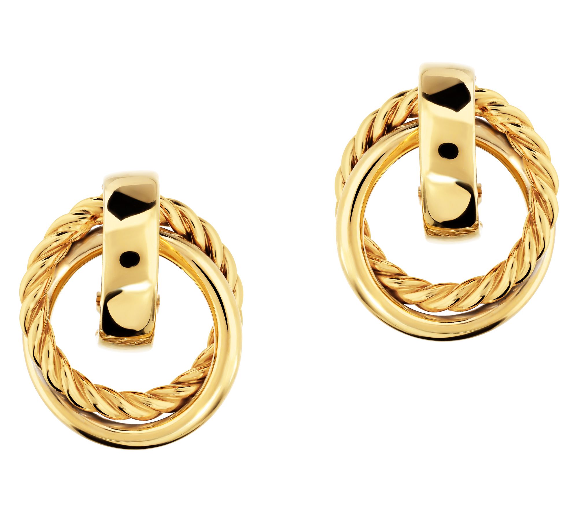 Louis Dell'Olio Sterling Polished & Torchon Round Earrings