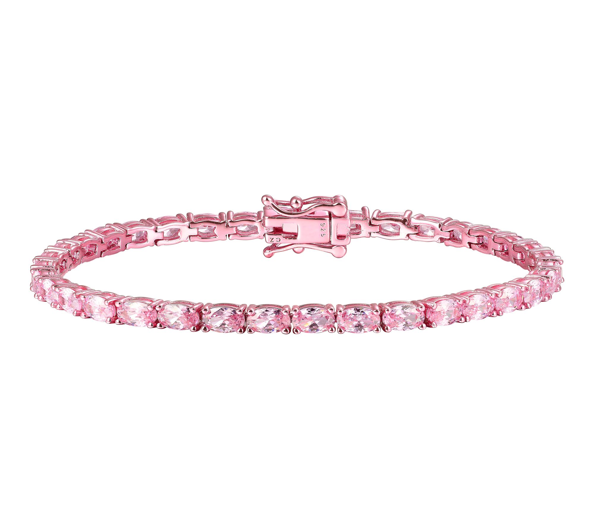 Diamonique x Jennifer Miller Pink Tennis Bracelet, Sterling