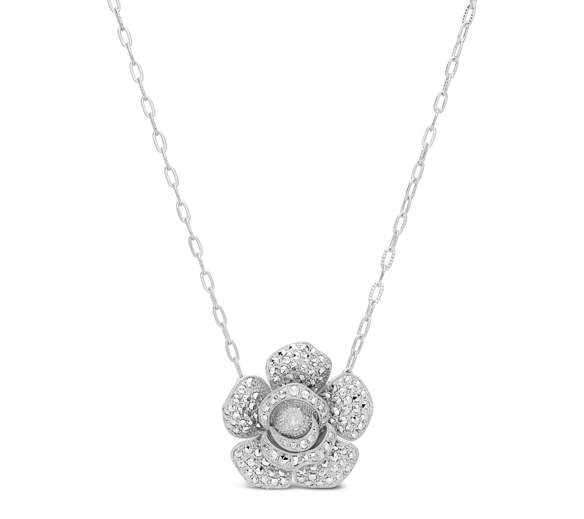 Dallas Prince Sterling Chrome Marcasite HarmonyRose Necklace