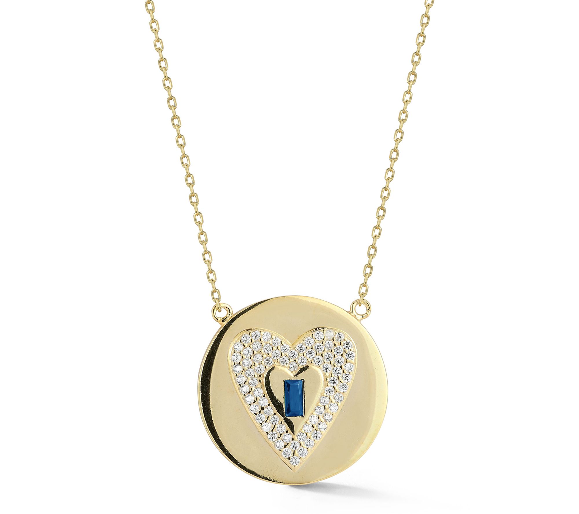 Sterlina Silver Pave Heart Necklace, 14K Gold Plated