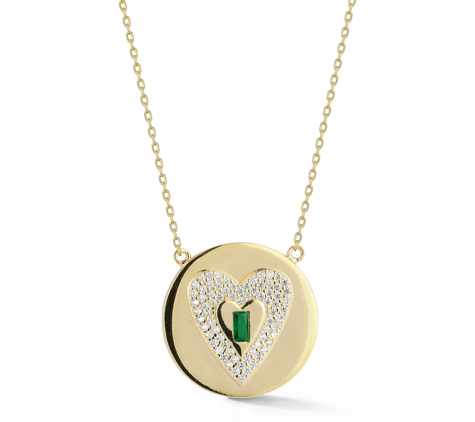 Sterlina Silver Pave Heart Necklace, 14K Gold Plated