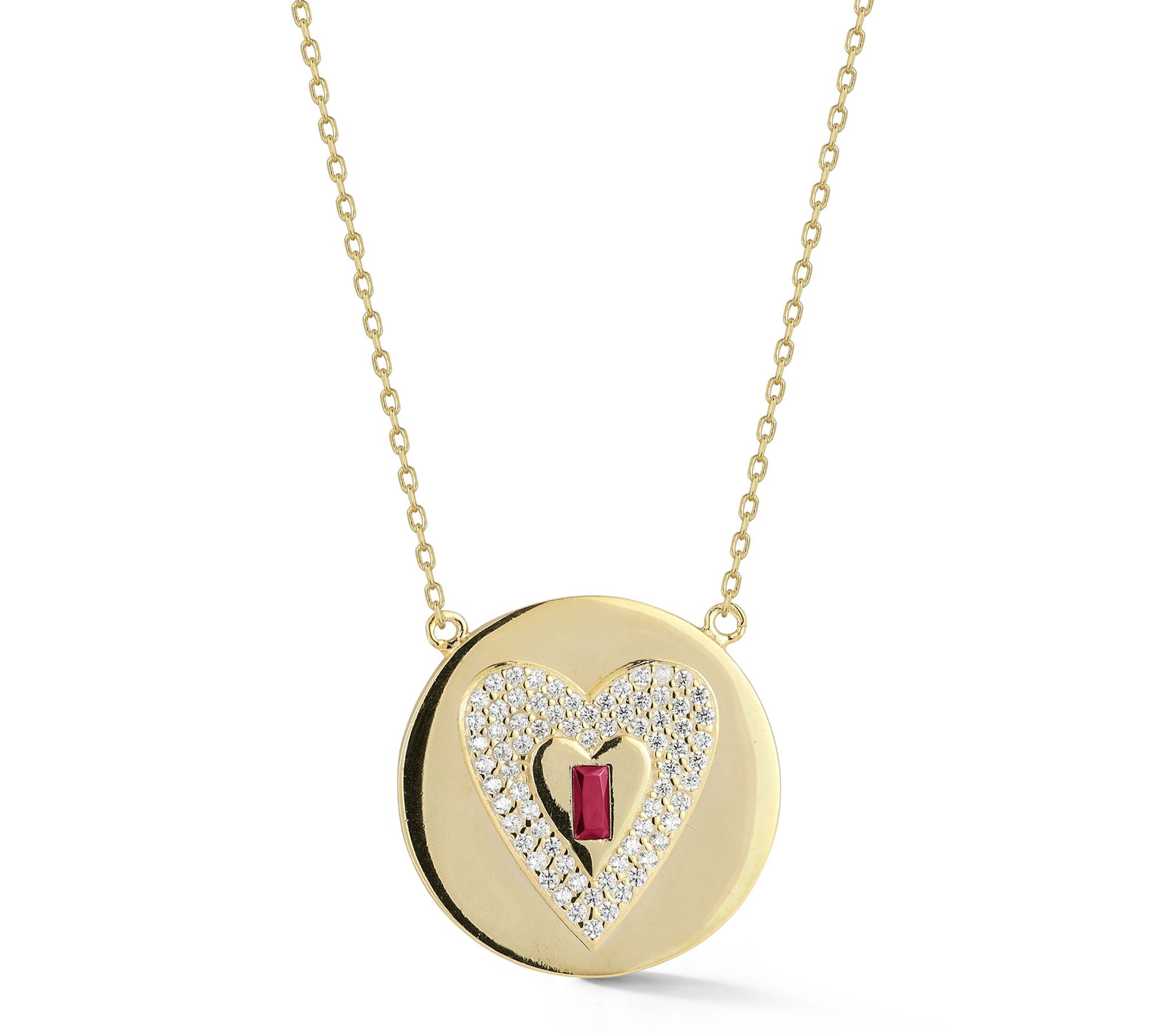 Sterlina Silver Pave Heart Necklace, 14K Gold Plated