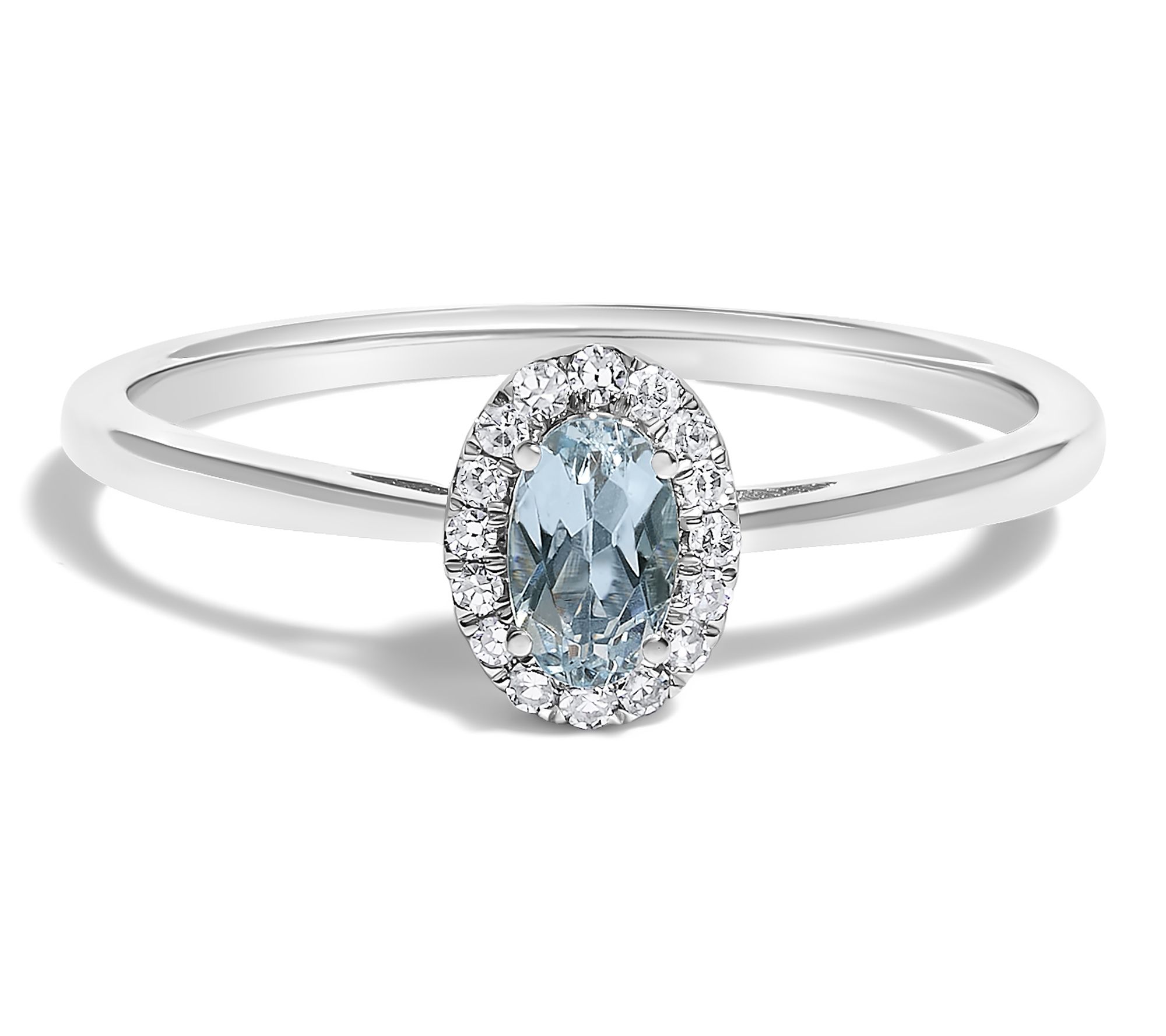 Haus of Brilliance Aquamarine & Diamond Halo Ring, 10K Gold