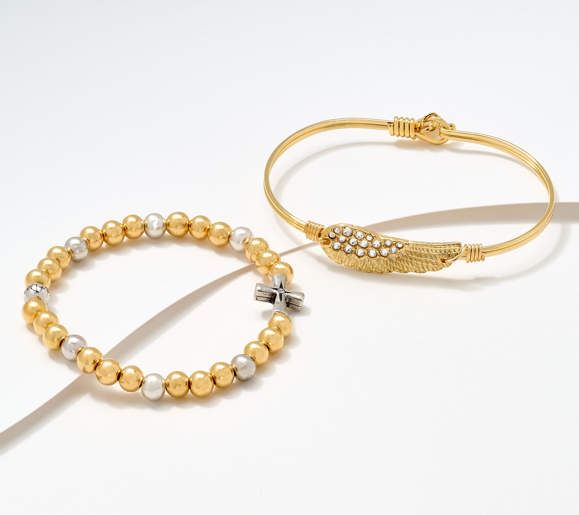 "As Is" Luca & Danni Set of 2 Wire and Bead Bracelets