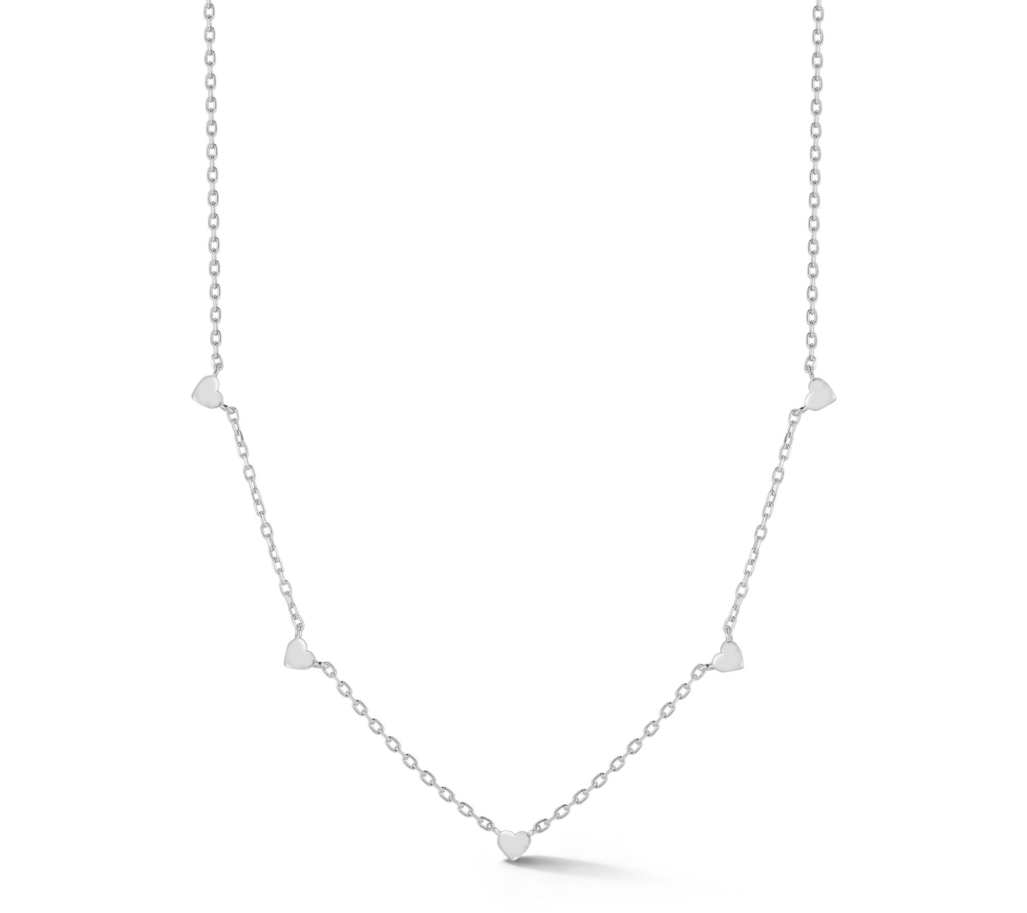 Sterlina Silver Dainty Heart Station Necklace,Sterling
