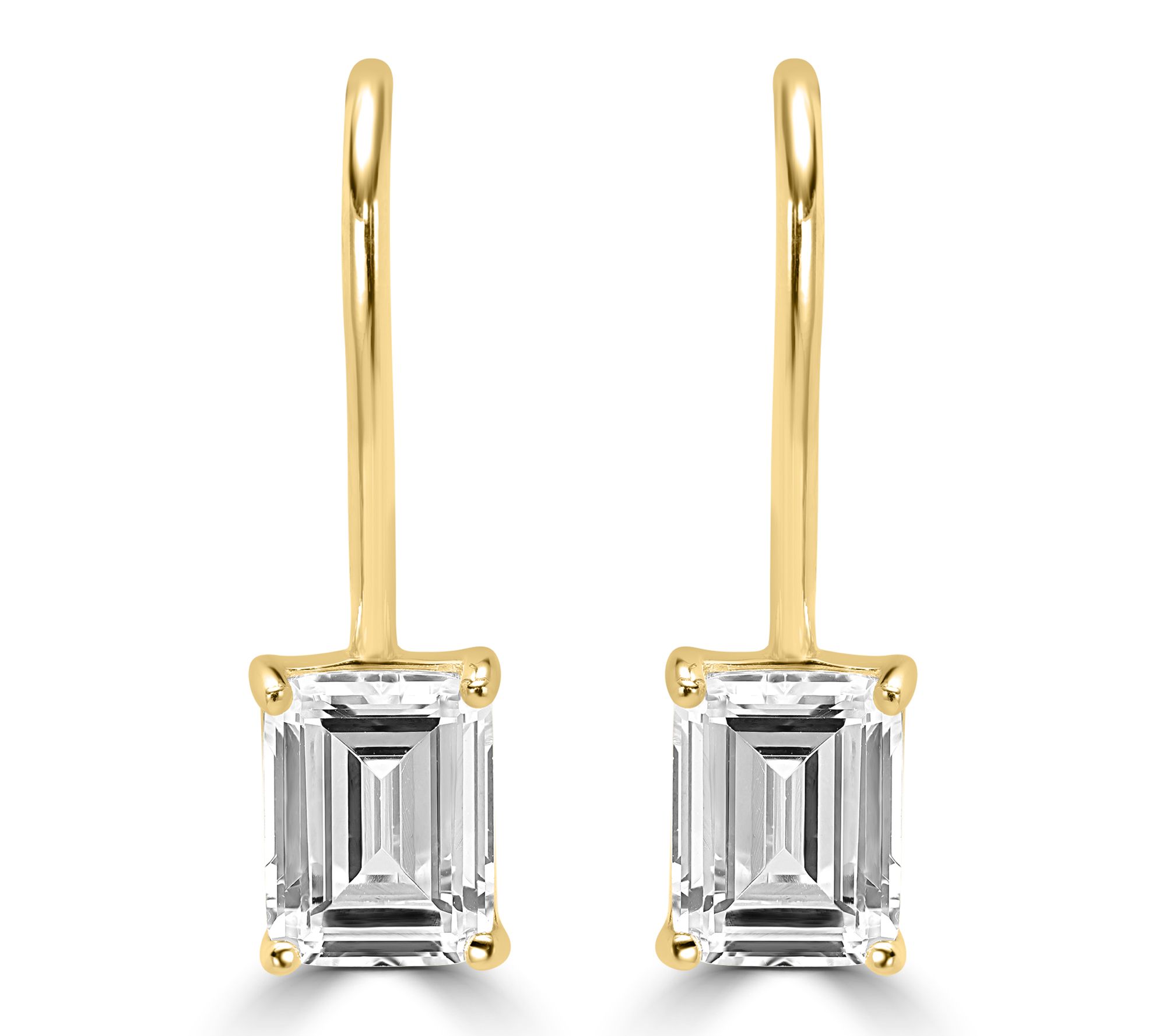 Diamonique x Kathy Levine Emerald Cut Drop Earrings, Sterling