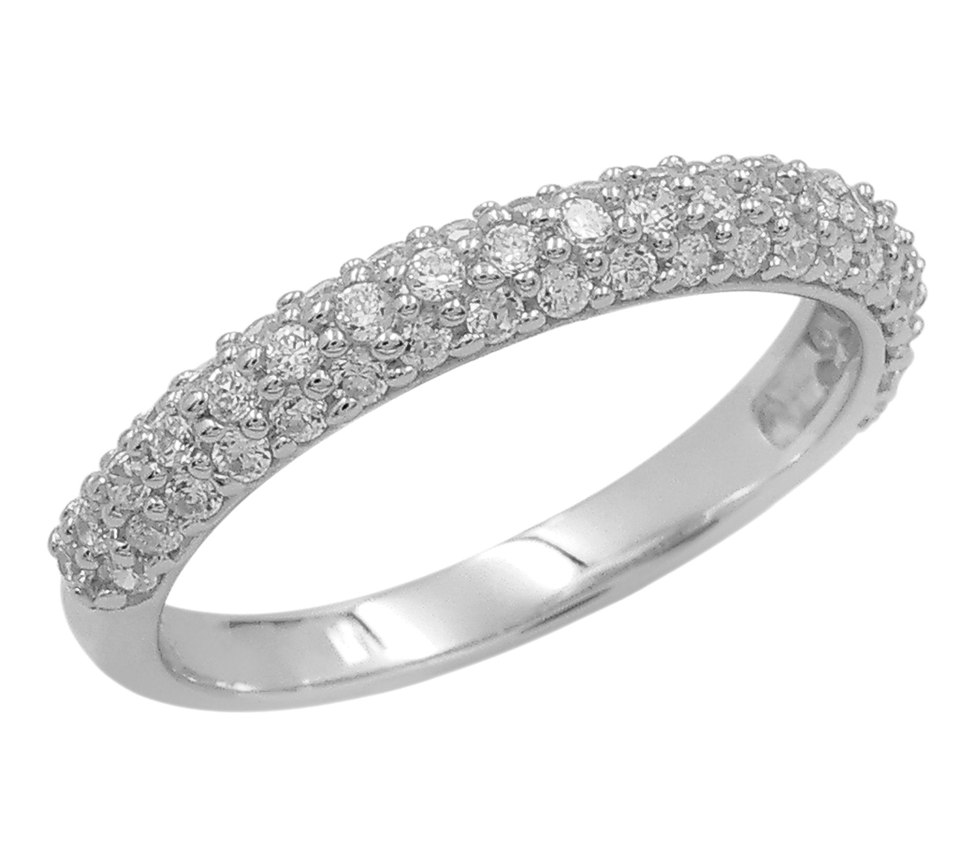 Diamonique 1.00 cttw Pave Band Ring, Sterling Silver