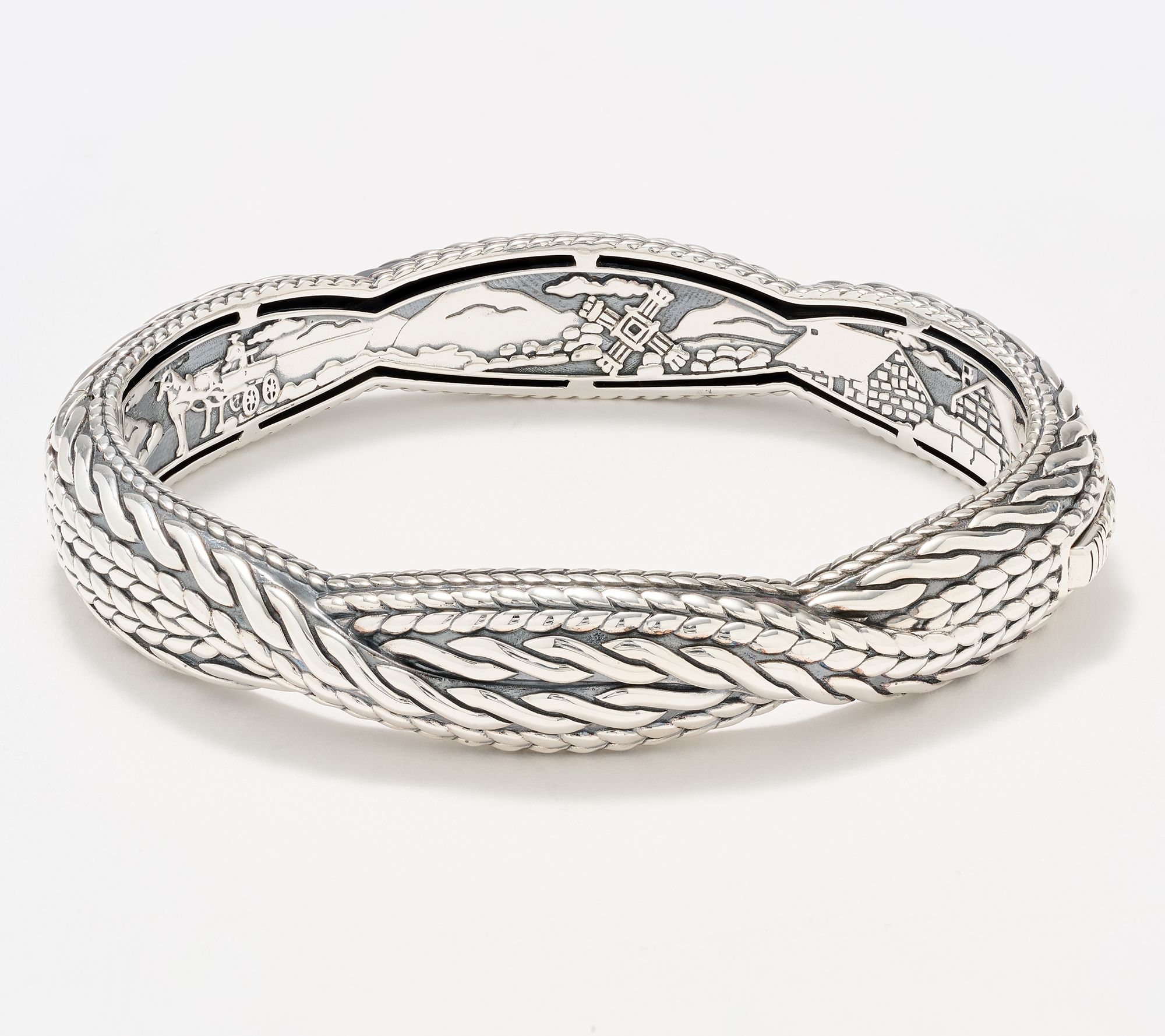 JAI Ireland Sterling Silver Cable Knit Bangle, 45g