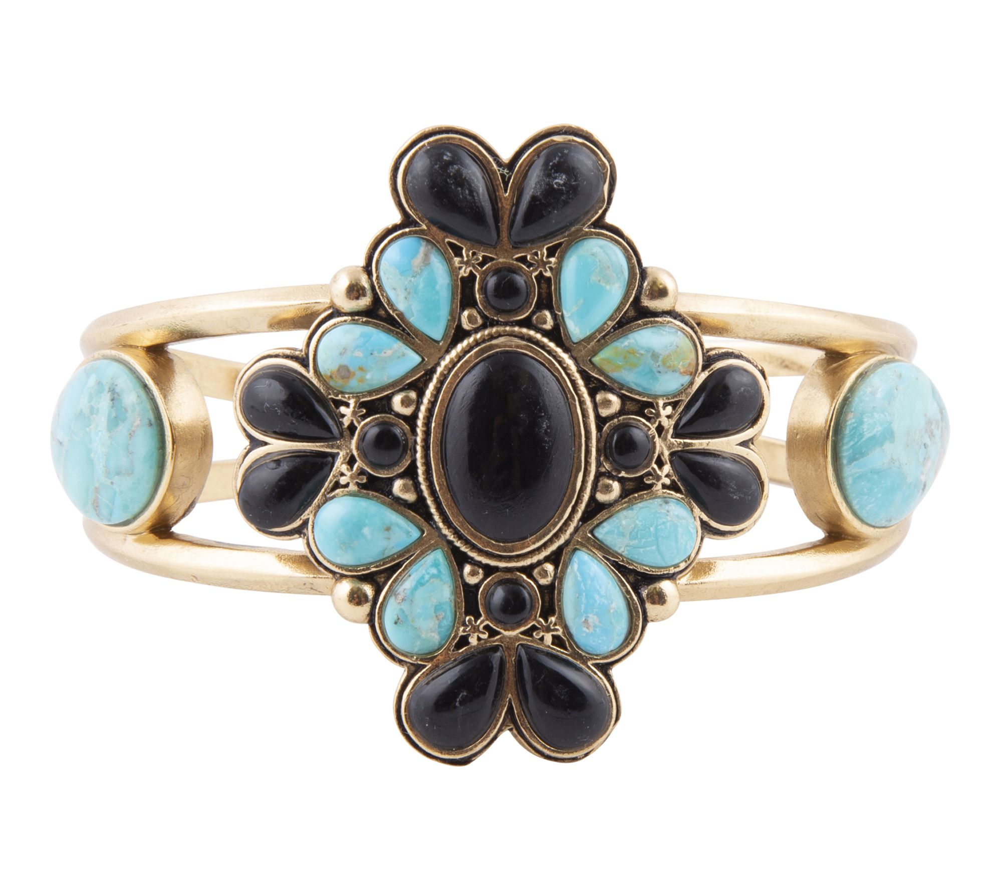 Barse Artisan Crafted Barcelona Turquoise & Onyx Cuff Bracelet