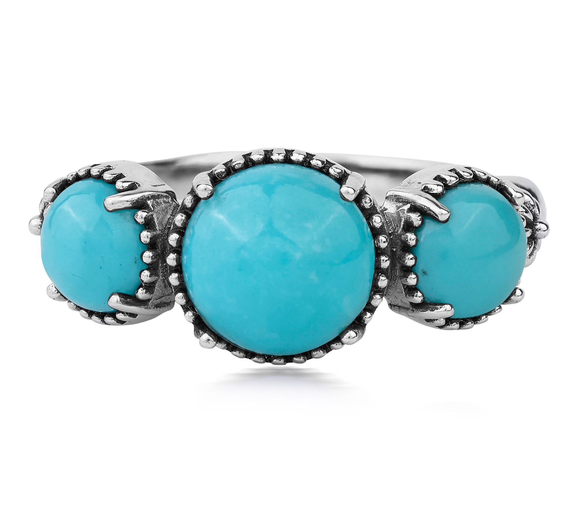 American West Sterling Round 3-Gemstone ConchaRing