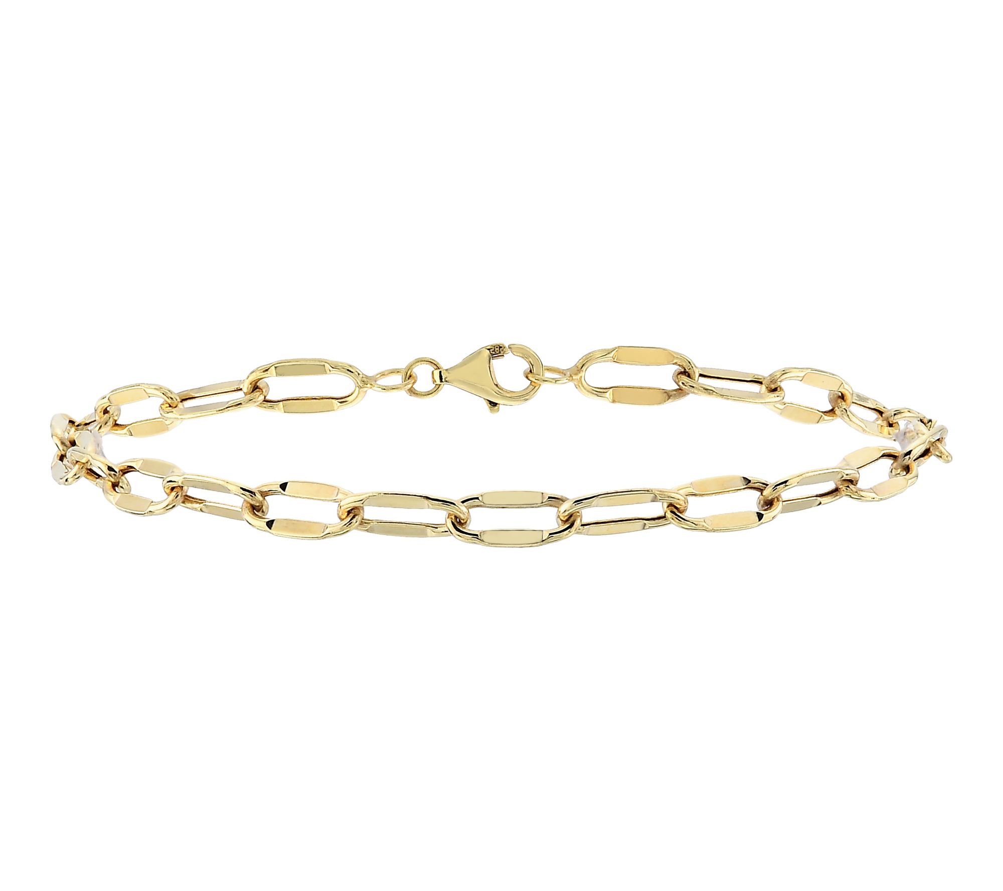 Adorna 14K Gold 4.5mm Diamond Cut Oval Mirrow Link Bracelet