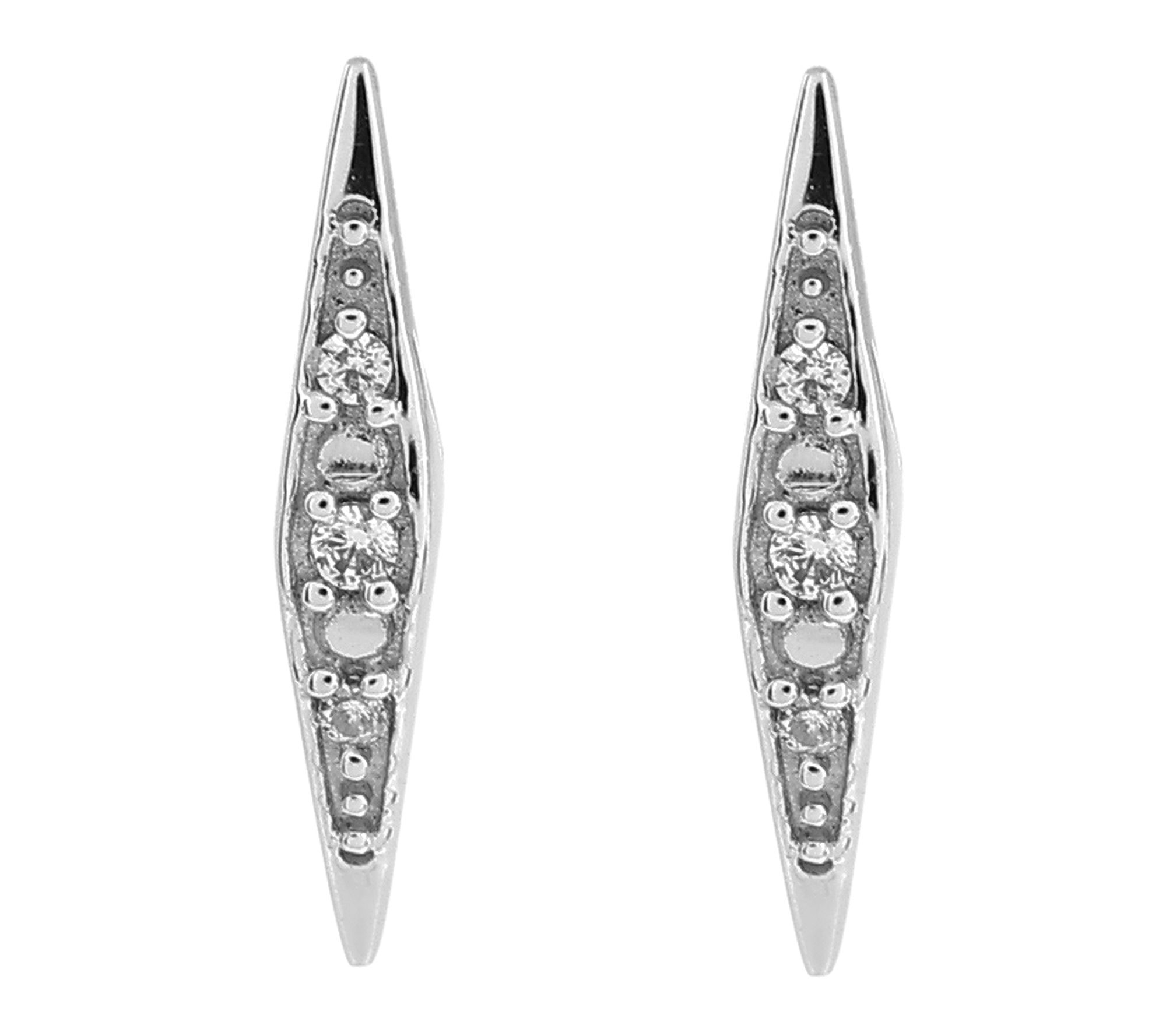 Diamonique Rhombus Stud Earrings, Sterling Silver