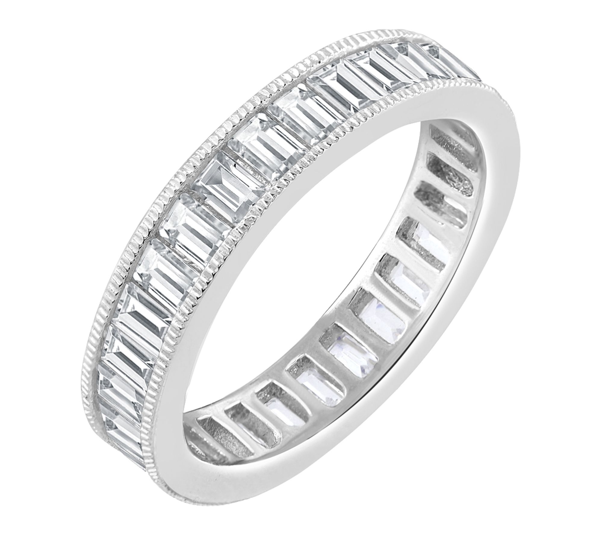 Diamonique Bagu ette Cut Eterni ty Ring, Sterli ng Silver