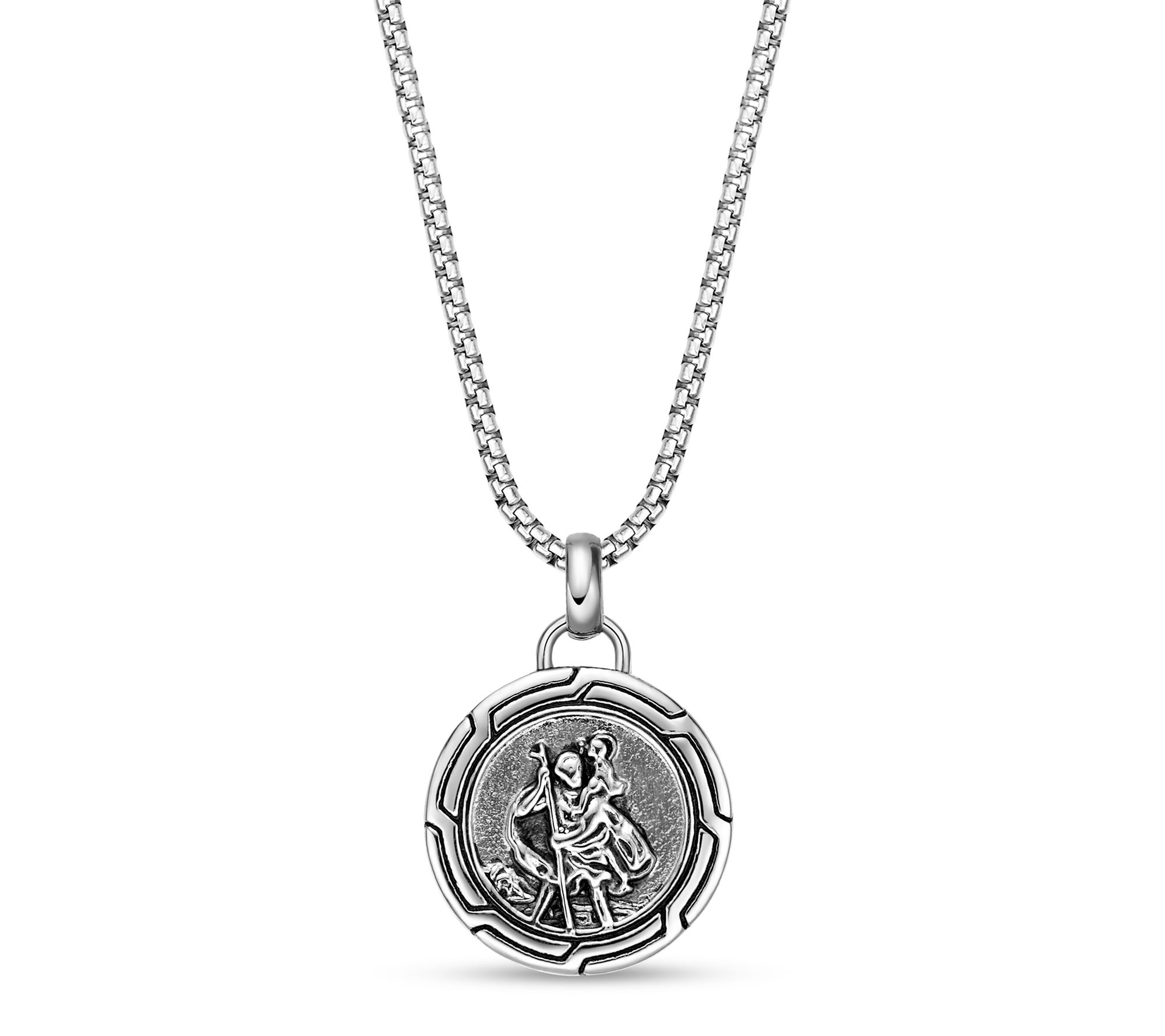 LYNX Men's Stainless Steel Saint Christopher Pendant w/