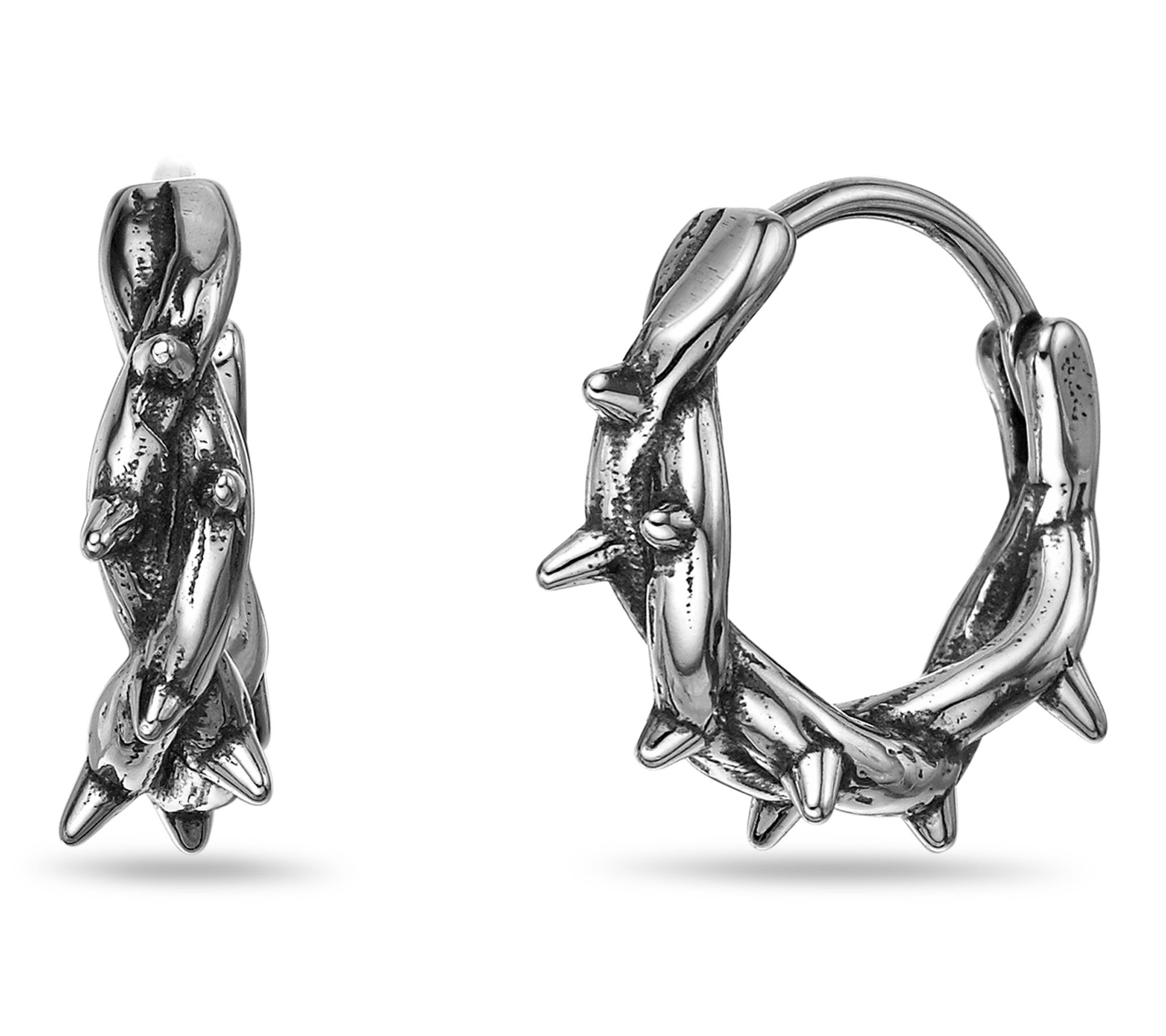 LYNX Men's Stainless Steel Gothic Hoop Earrings