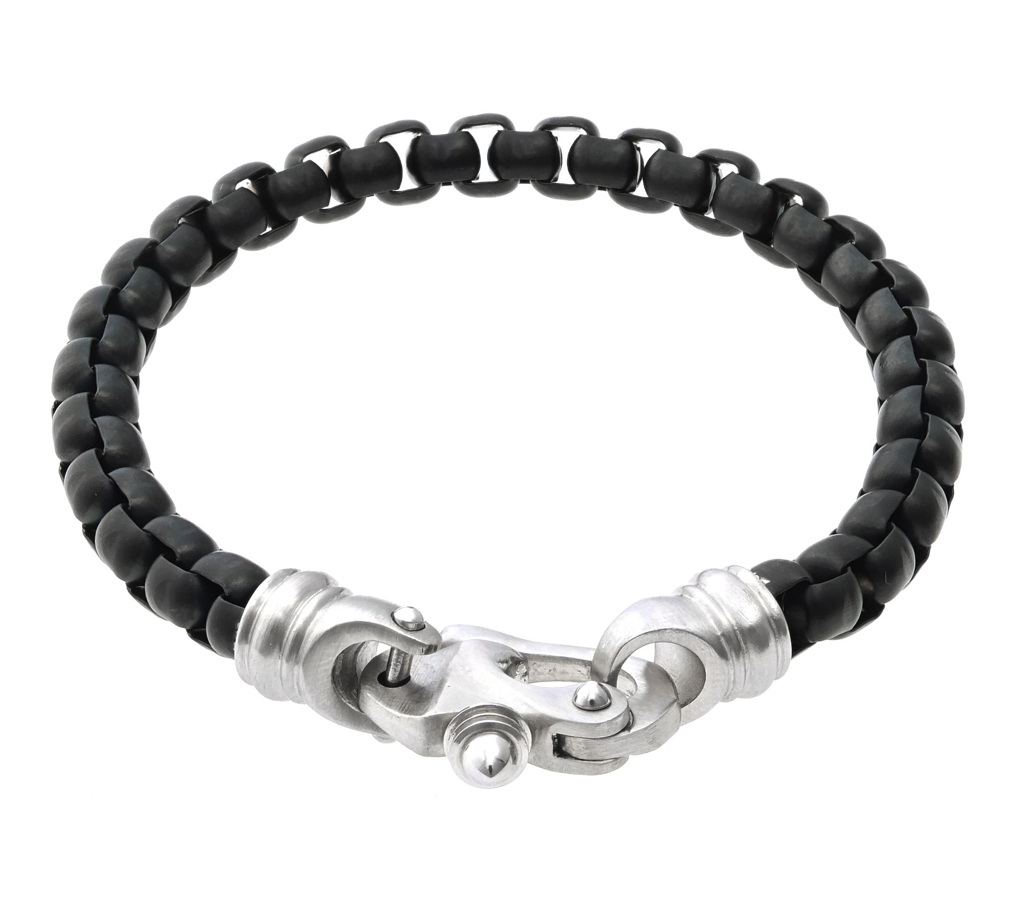 LYNX Men's Black IP Stainless Steel Box Chain Bracelet