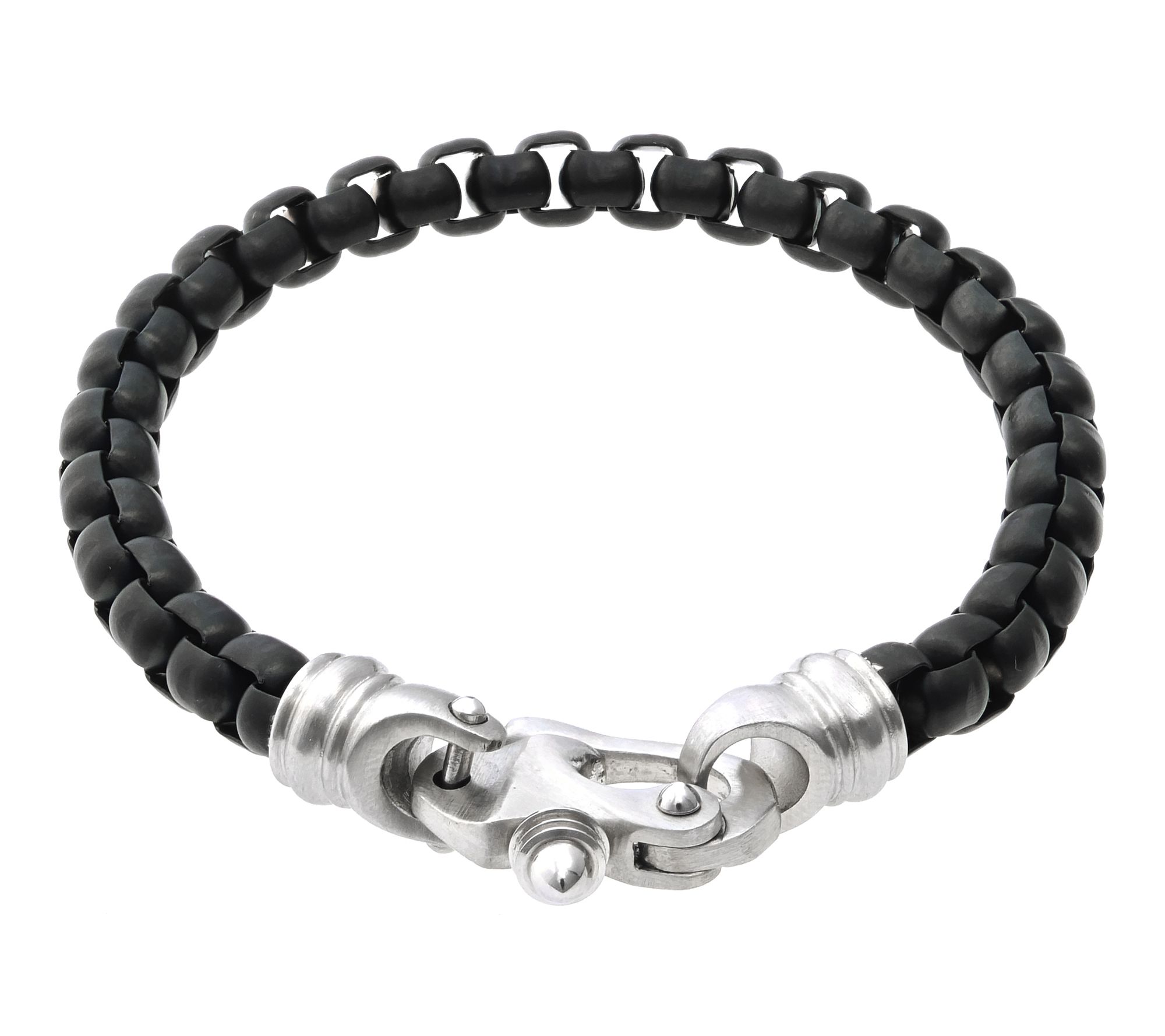 LYNX Men's Stainless Steel Black Ion Plated Round Box Bracelet
