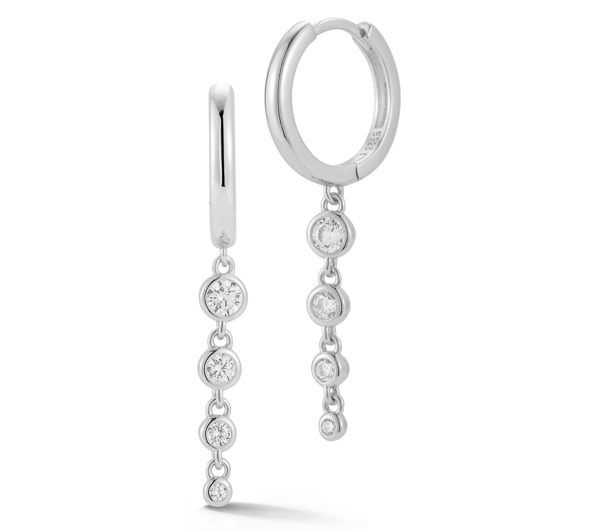 Sterlina Silver Graduated Drop Hoop Earrings, Sterling
