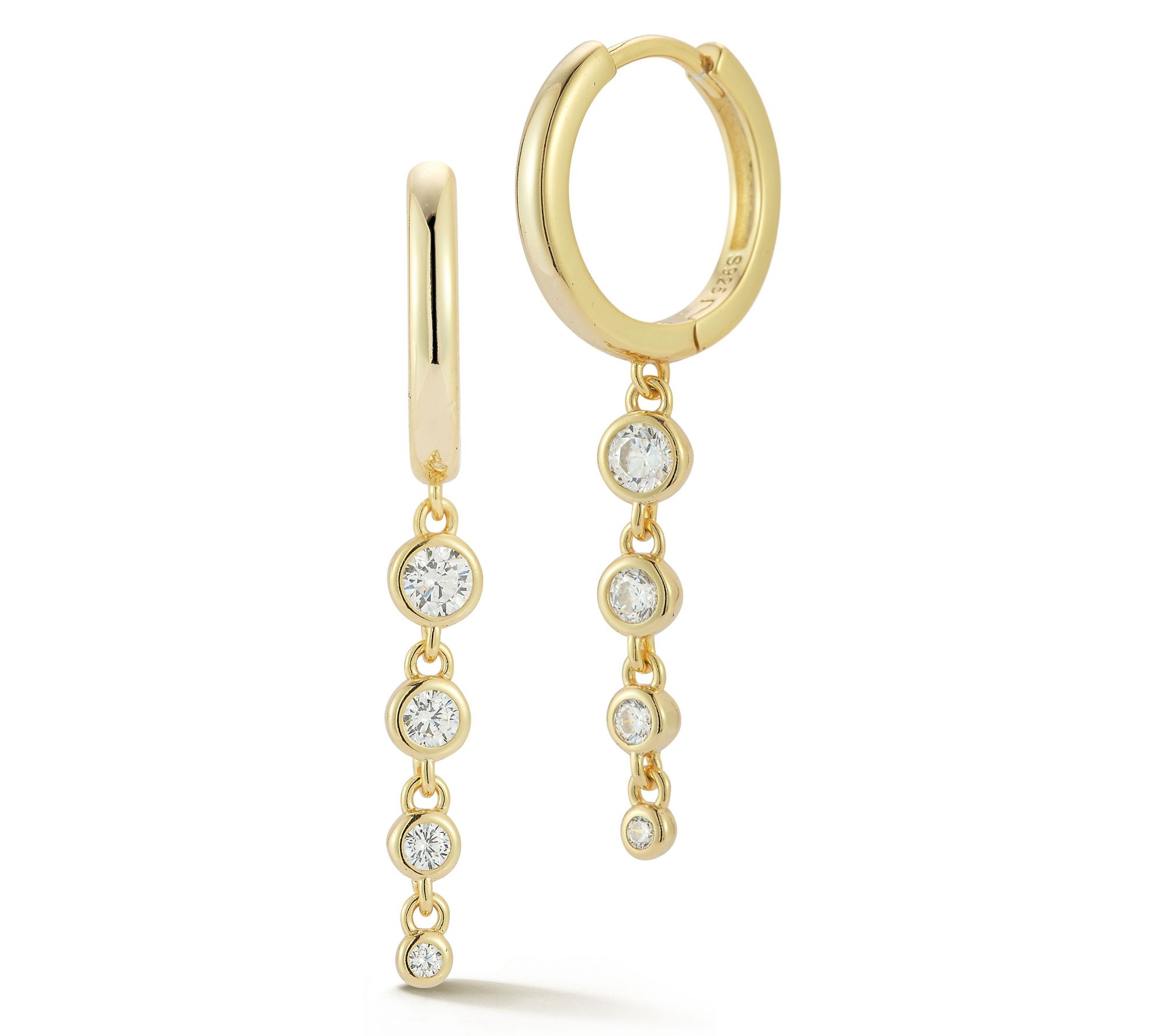 Sterlina Silver Graduated Drop Hoop Earrings, Sterling
