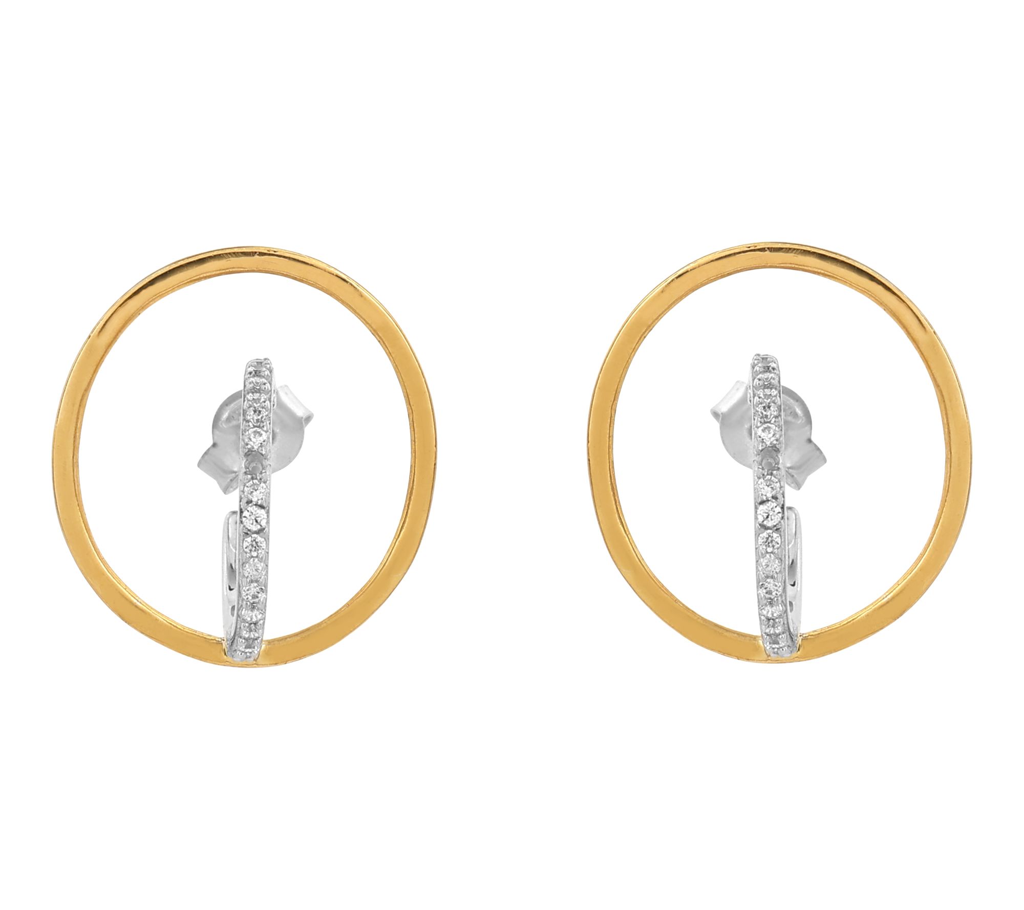 Diamonique Two-Tone Hoop Earrings, Sterling Silver