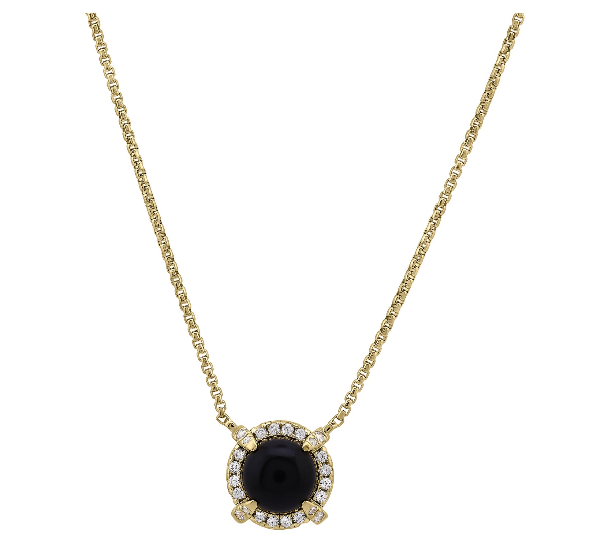 Christian James by Scott Grimes Onyx Halo Necklace, 14K Plated