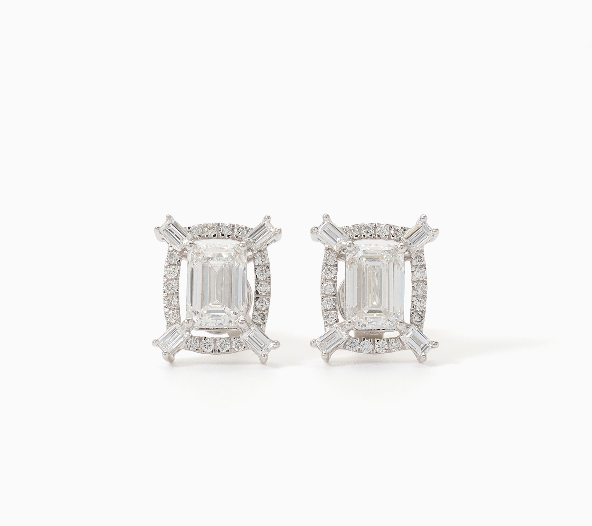 Smiling Rocks Lab Grown Diamonds 2.61 ctw Emerald Cut Earrings, 14k