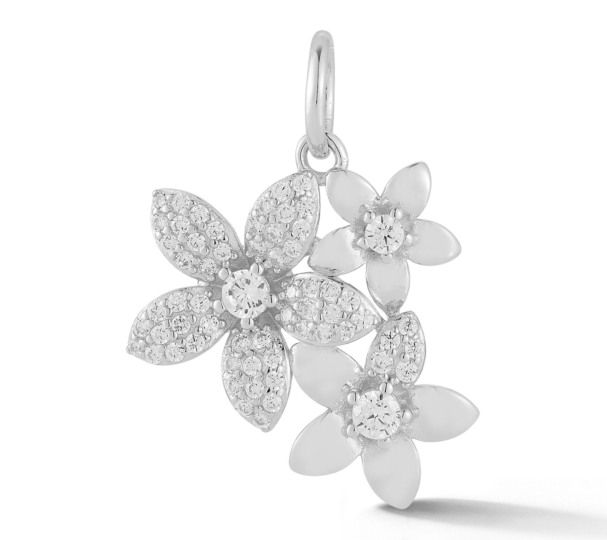 Sterlina Silver Dainty Triple Flower Pendant, Sterling